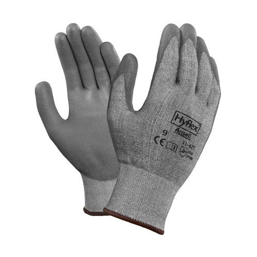 Ansell Hyflex 11-627-7 Cut Resistant Gloves A2 Level Protection - Size 7 Gray Work Gloves for Construction, Woodworking & Metal Handling Safety