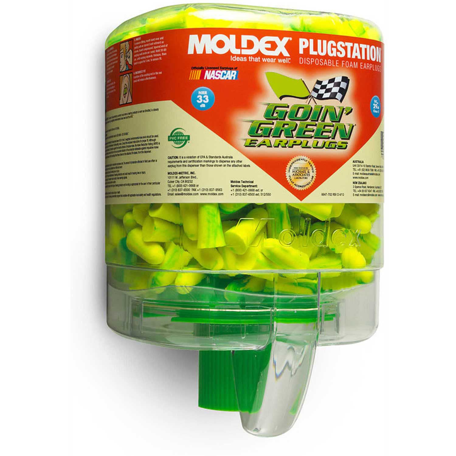 Moldex-Metric Goin' Green PlugStation Tapered Foam Earplug Dispenser - Reusable Hearing Protection for Industrial & Construction Safety | Workplace, Shooting Range, Concerts