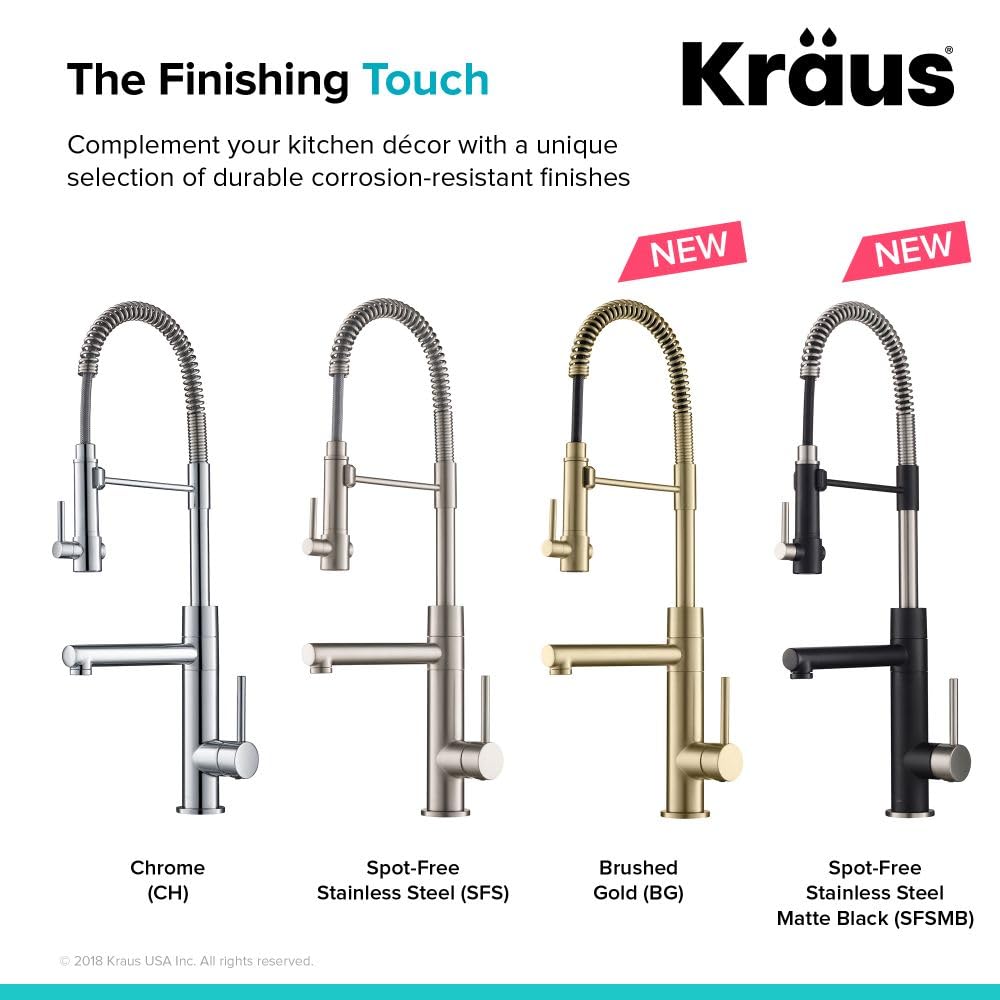 KRAUS Artec Pro 1st Gen Commercial Style Pre-Rinse Single Handle Kitchen Faucet with Pot Filler - Brushed Gold Finish, No Pull Down (KPF-1603BG) - Perfect for Modern Kitchens, Restaurants & Food Prep Areas