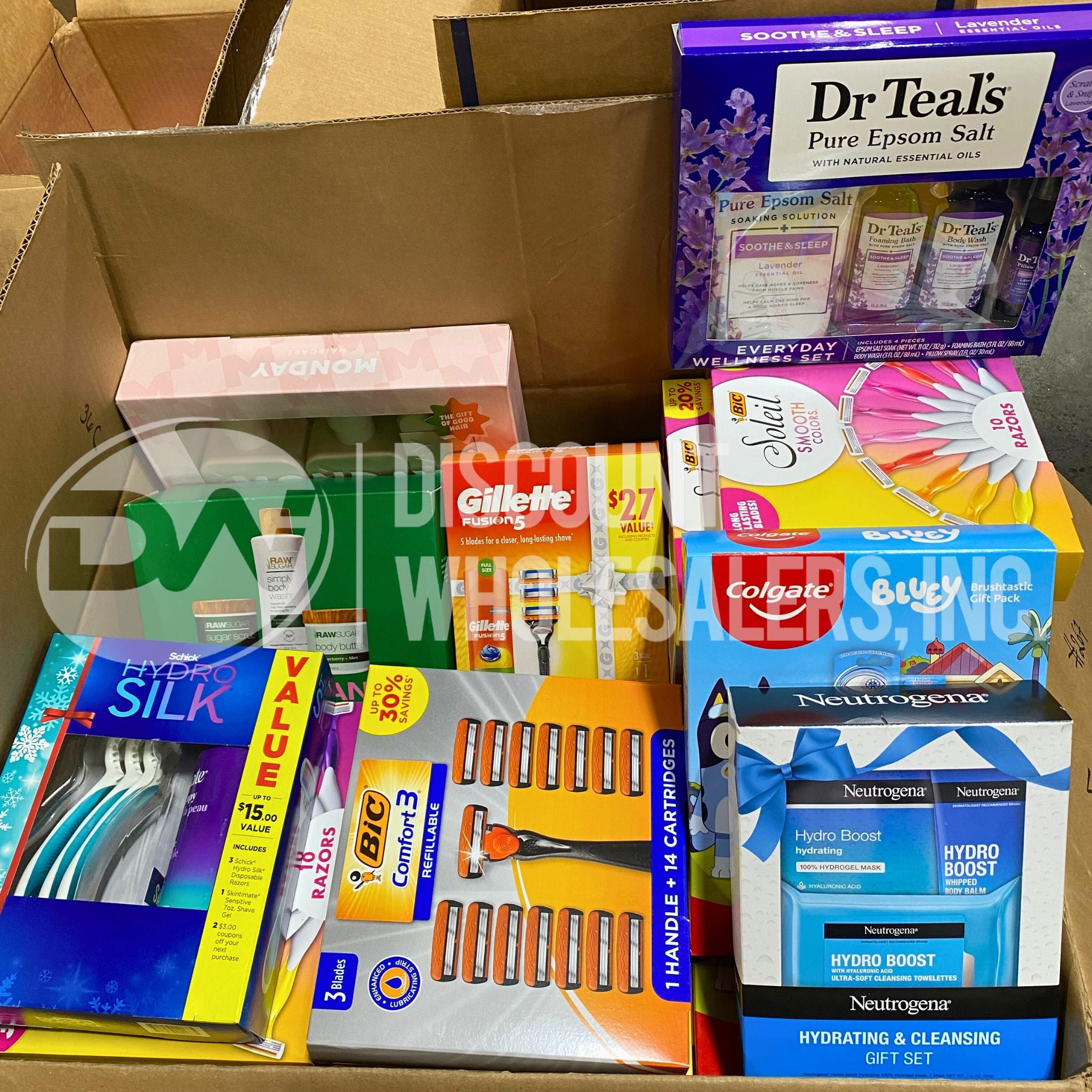 Gillette, Bic, Schick, Raw, Monday, Colgate, Dr Teal's Assorted Razors & Personal Care Items - 50 Piece Variety Pack for Travel, Home & Grooming Essentials