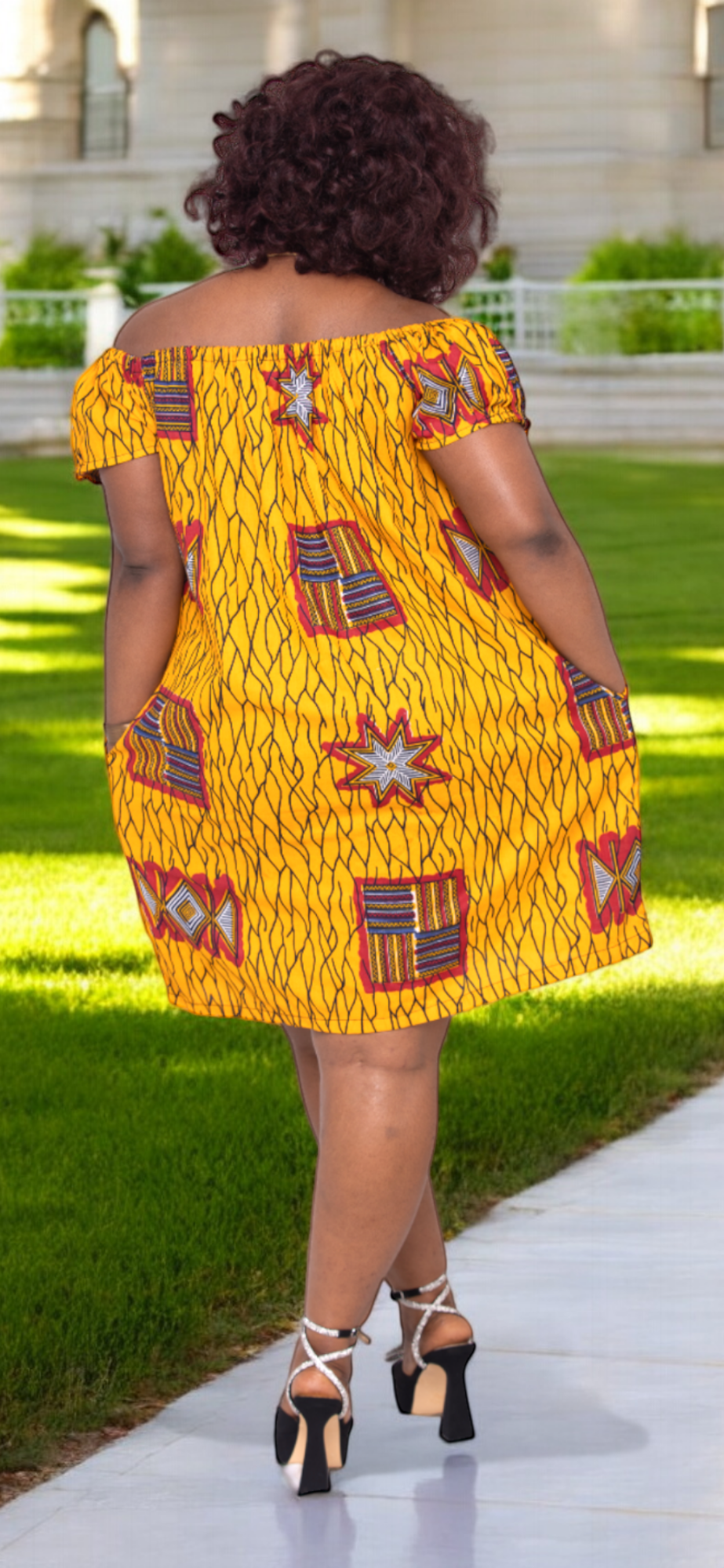 Stylish African Print Dress with Umoja Orange Design - Dupsie's DPUMAD51 for Women | Perfect for Cultural Events, Parties & Summer Outfits