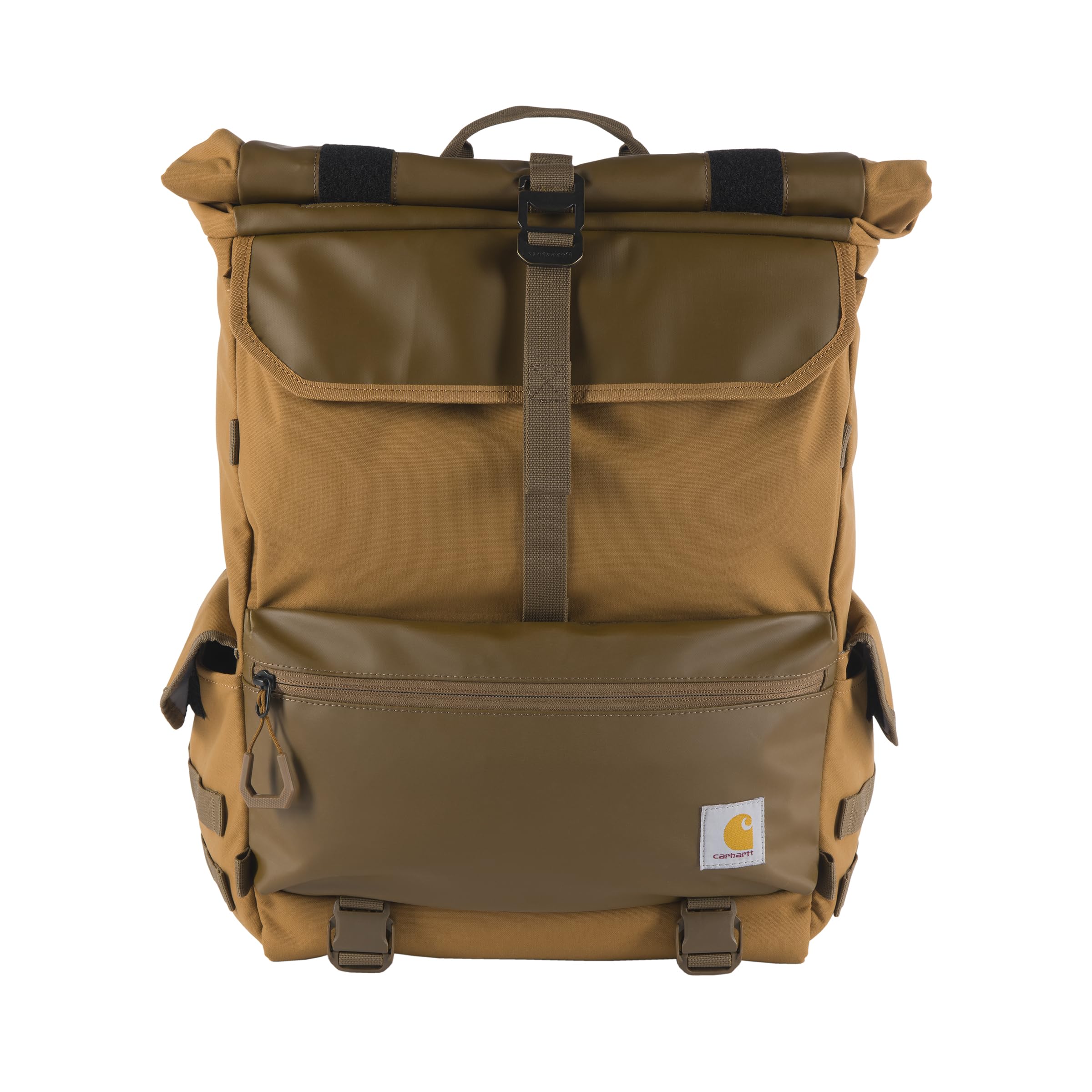 Carhartt 40L Nylon Roll Top Backpack - Heavy-Duty Water-Resistant Hiking & Travel Backpack with 17