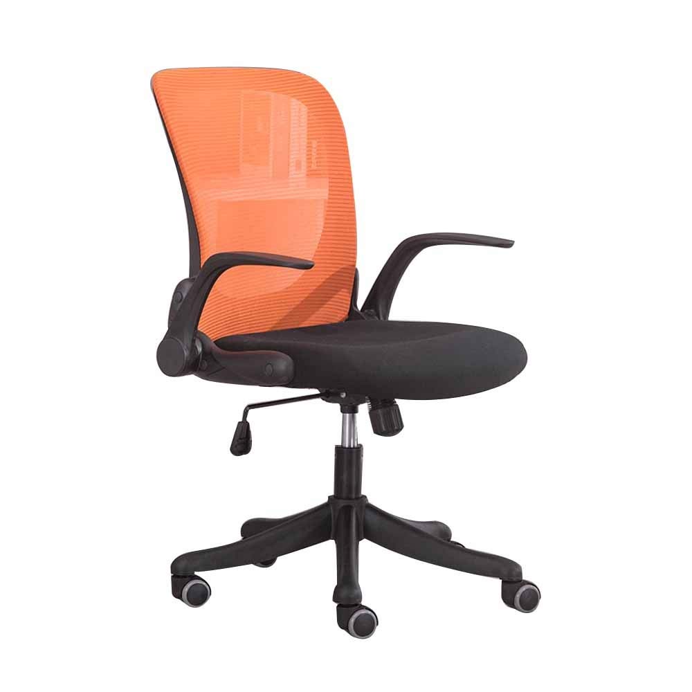 Ergonomic Mid-Back Office Chair with Adjustable Tilt & Flip-Up Arms - Comfortable Computer Desk Chair for Home & Executive Workspaces - Orange (Perfect for Long Work Hours & Gaming Sessions)