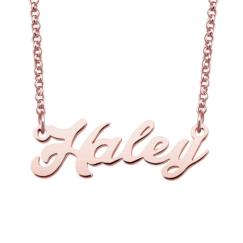LoEnMe Personalized Haley Name Necklace in Rose Gold - Custom Engraved Jewelry Gift for Women, Couples, Anniversary & Valentine's Day | Perfect for Date Nights, Weddings & Special Occasions