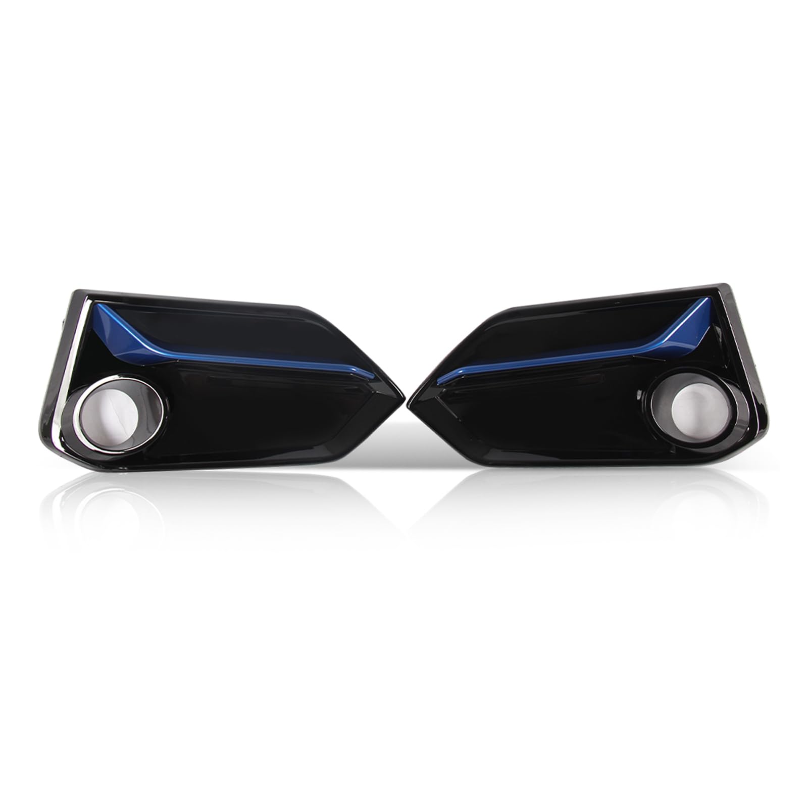 JX Racing Performance Front Rear Fog Light Cover with Blue Trim & LED Fog Lamp Kit - Includes Harness & Switch - Compatible with 2020-2021 Honda Civic Hatchback (Left/Right, Black) - Upgrade Your Night Driving Safety & Style