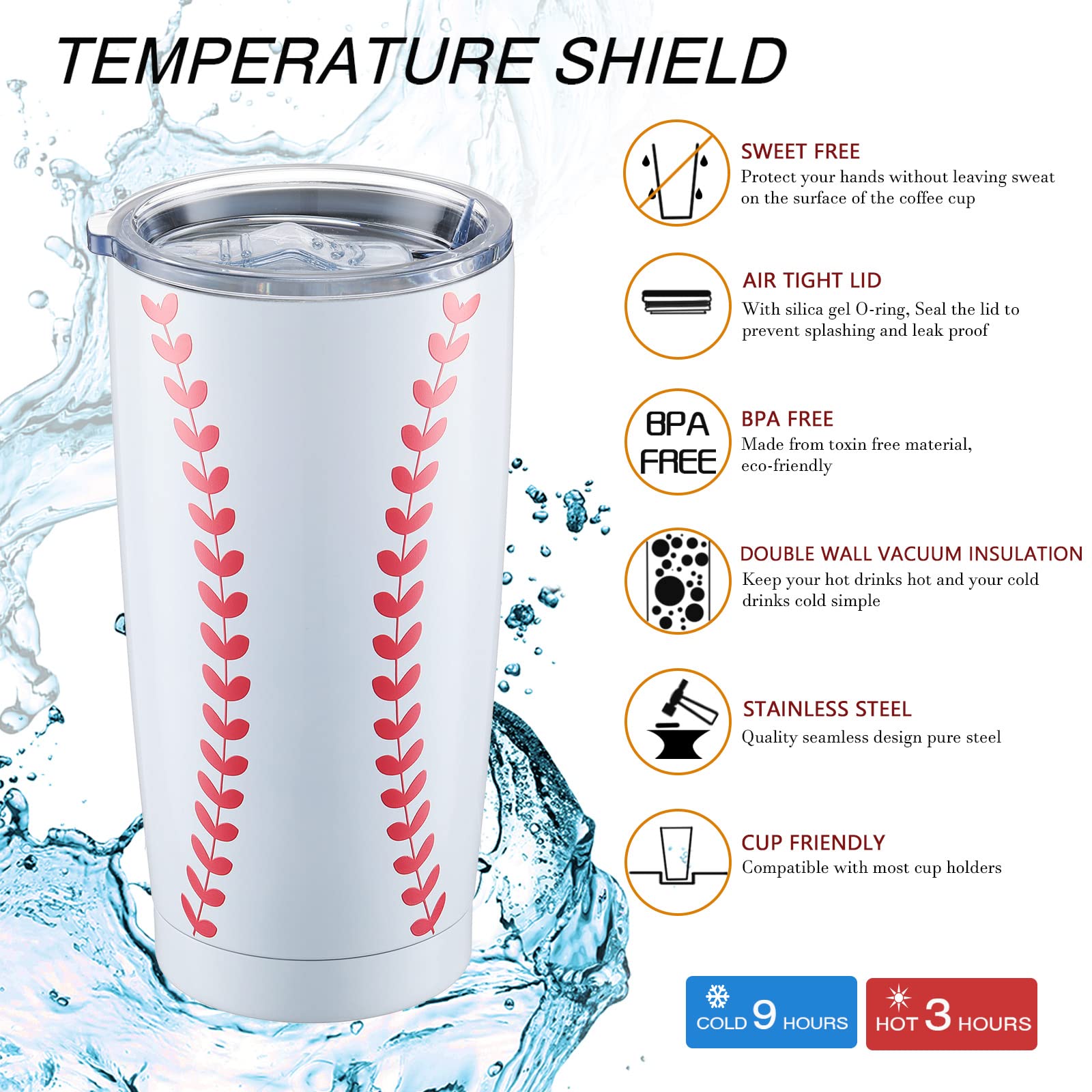 3-Piece Christmas Gift Set for Sports Fans - 20oz Stainless Steel Tumbler with Lid, Funny Baseball Socks & Sports Bracelet - Perfect for Coaches, Men & Teens (Baseball Theme) - Great for Game Days, Training & Holiday Gifting