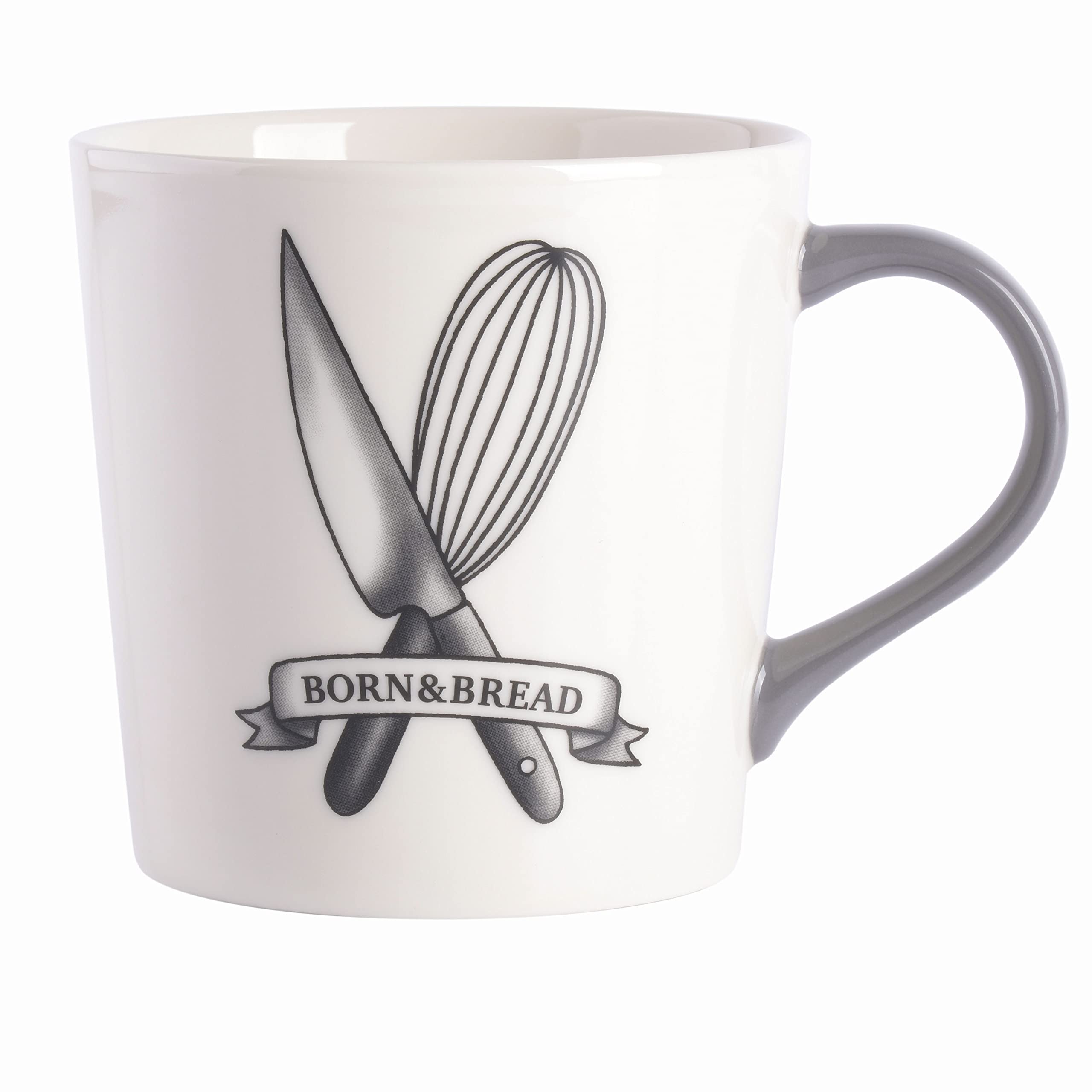 Babish Born and Bread Latte Tattoo Mug - 17oz Ceramic Coffee Cup with Unique Design, Perfect for Home, Office & Gifts for Coffee Lovers