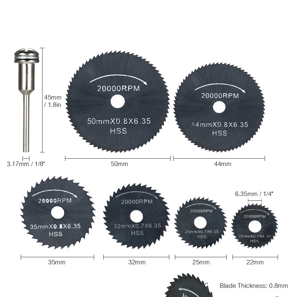6PCS Mini HSS Circular Saw Blades for Dremel - Wood & Metal Cutting Discs for DIY Projects