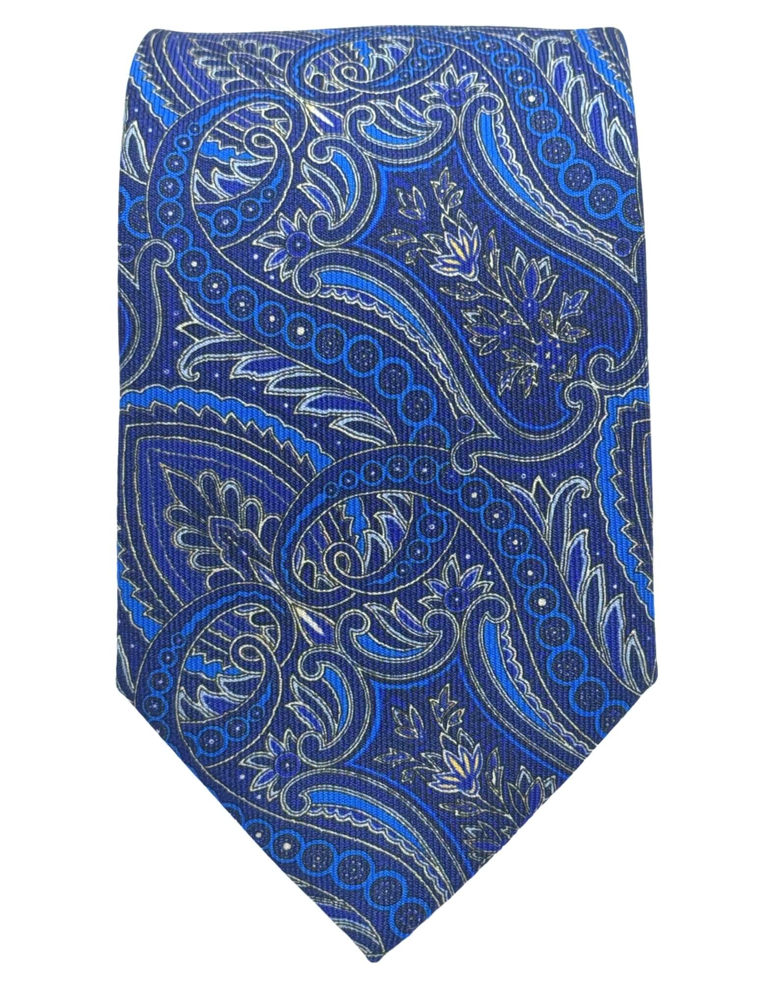 DÉCLIC Wetherby Paisley Tie - Blue Silk Necktie for Men | Perfect for Weddings, Business Meetings & Formal Occasions