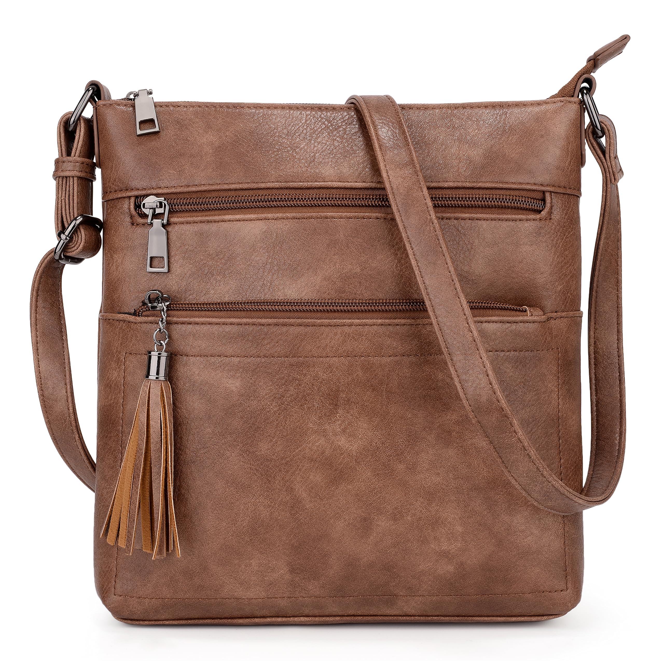 UTO Women's Crossbody Bag with Detachable Pattern Shoulder Strap & Tassel Zipper - Stylish Purse for Daily Use, Travel, Shopping, and Work
