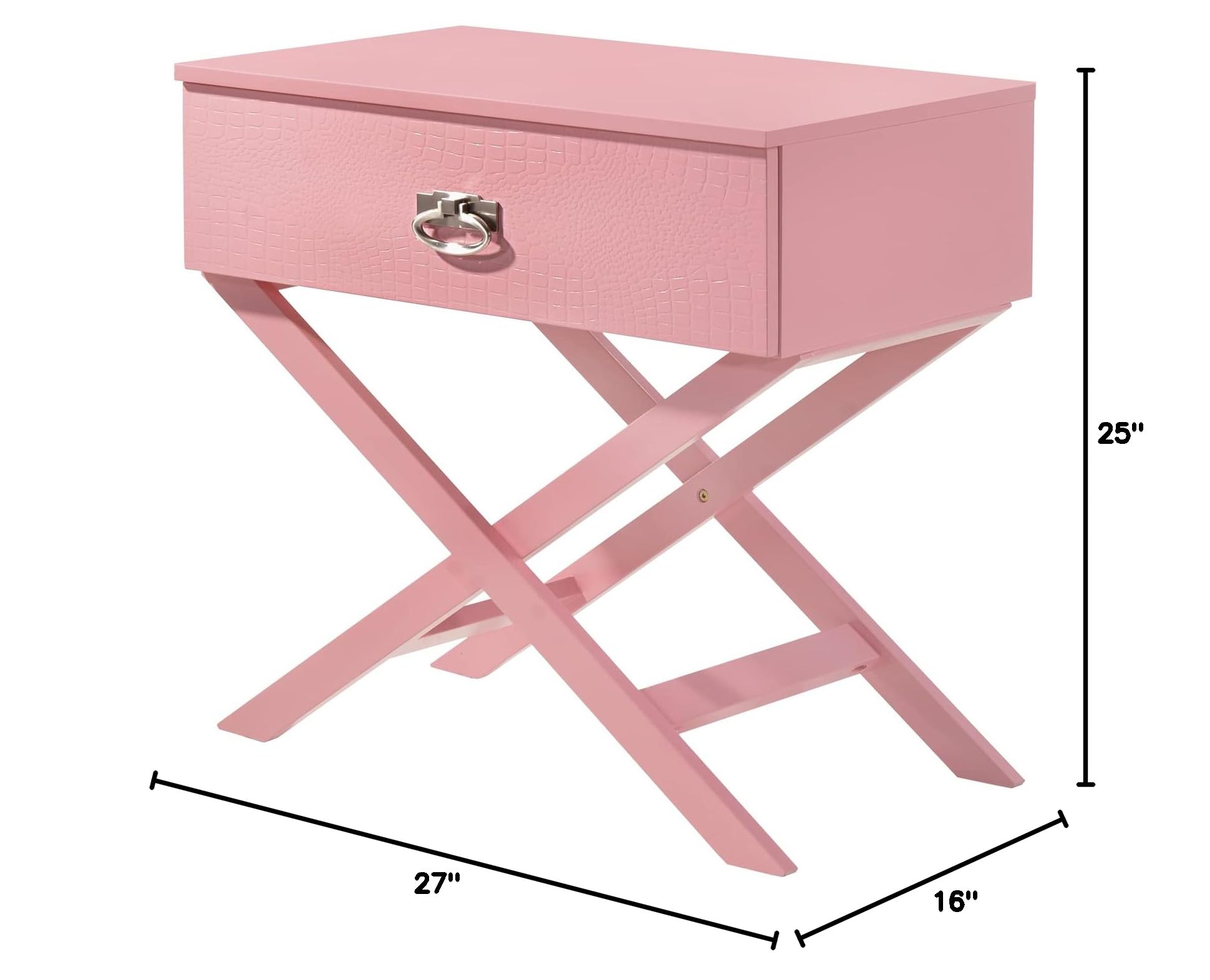 Glory Furniture Xavier Solid Wood 1-Drawer Nightstand in Pink - Modern Bedroom Side Table with Storage for Bedside Organization | Perfect for Home Decor, Guest Rooms & Small Spaces