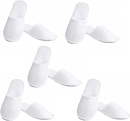 Diktmark Women's White Disposable Slippers - UK Size 11, Medium Width, Closed Toe Flat Heel Casual House Shoes for Spa, Hotel, Travel & Home Use