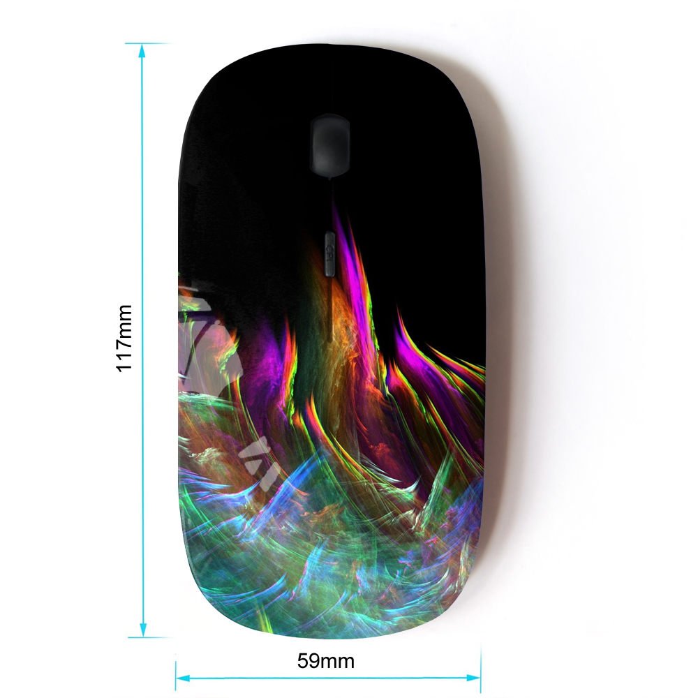 2.4G Wireless Optical Mouse with Colorful Abstract Flame Pattern - Ergonomic Design for Laptop, PC, Gaming & Office Use
