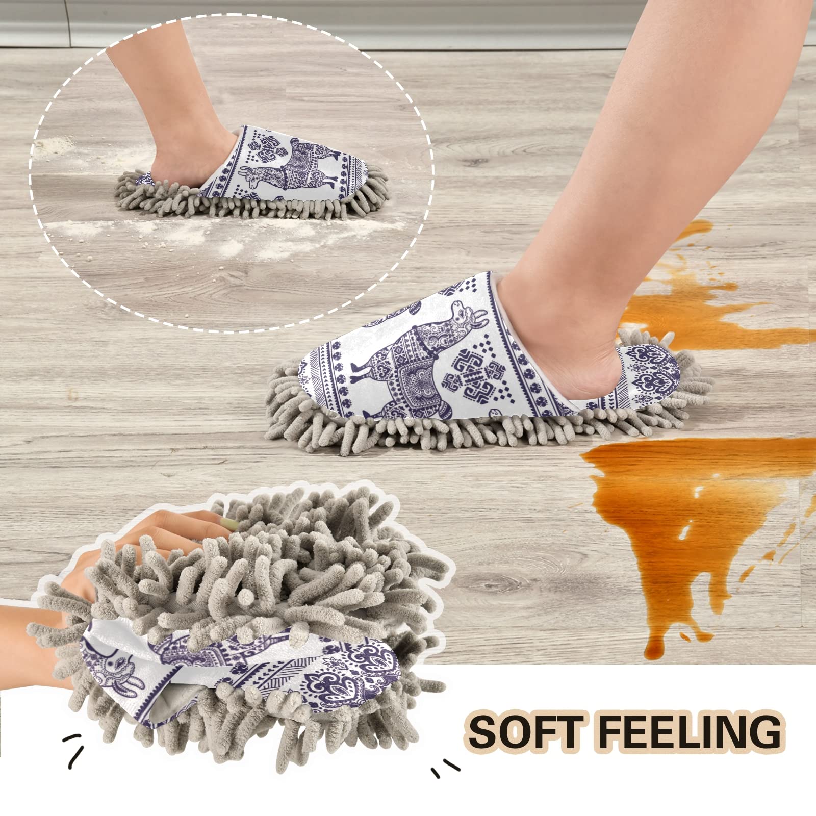Poeticcity Unisex Mop Slippers - Soft House Cleaning Shoes for Dusting & Spa Use - Comfortable Indoor Cleaning Slippers for Men & Women (Size M-L) - Perfect for Home, Office & Pet Hair Removal