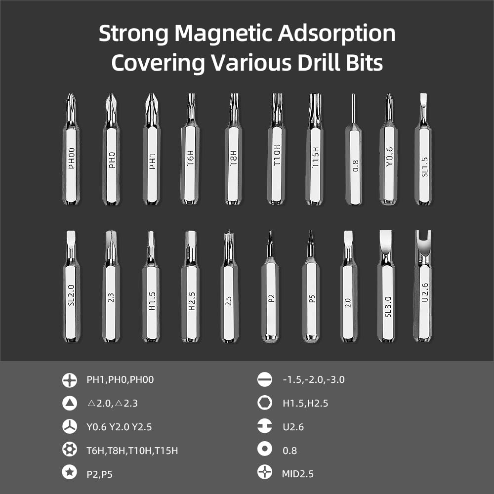 22-in-1 Mini Electric Screwdriver Set - Cordless Rechargeable with LED Light & 20 Steel Bits | Precision Repair Tool for Phones, Laptops, PS4, Watches & Electronics | Perfect for DIY Home Repairs, Tech Maintenance & Small Device Fixes