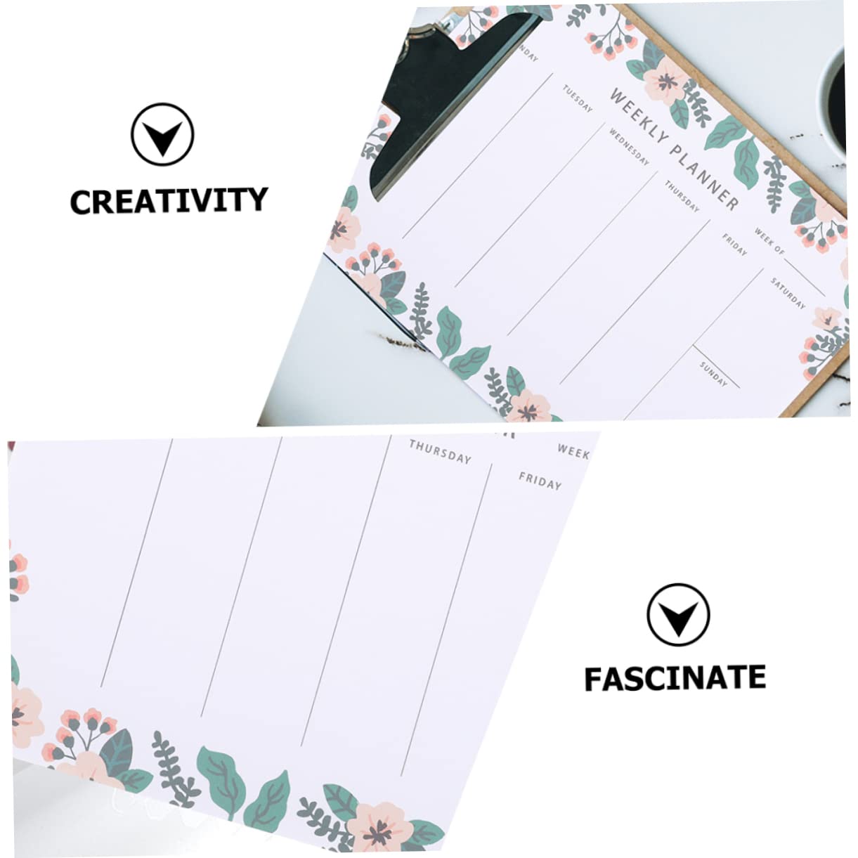 NUOBESTY 8-Pack Floral Weekly Meal Prep Notepad - Grocery Shopping List Planner, Memo Pad for Students & Office Use - Perfect for Kitchen Organization & School Supplies