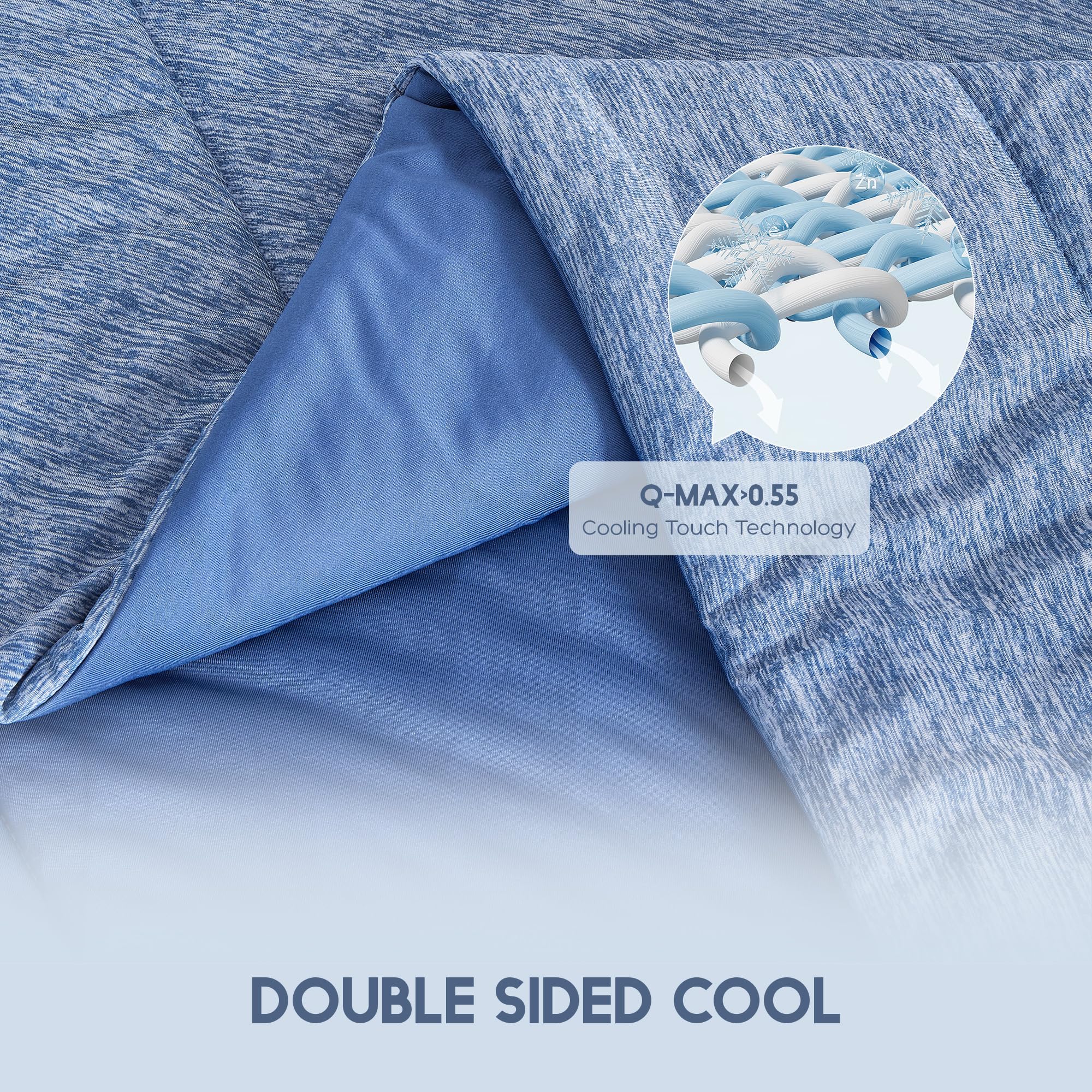 Queen Size Cooling Comforter - Q-Max 0.55 Cooling Fiber Blanket for Hot Sleepers | Soft, Breathable & Lightweight Summer Bedding (90