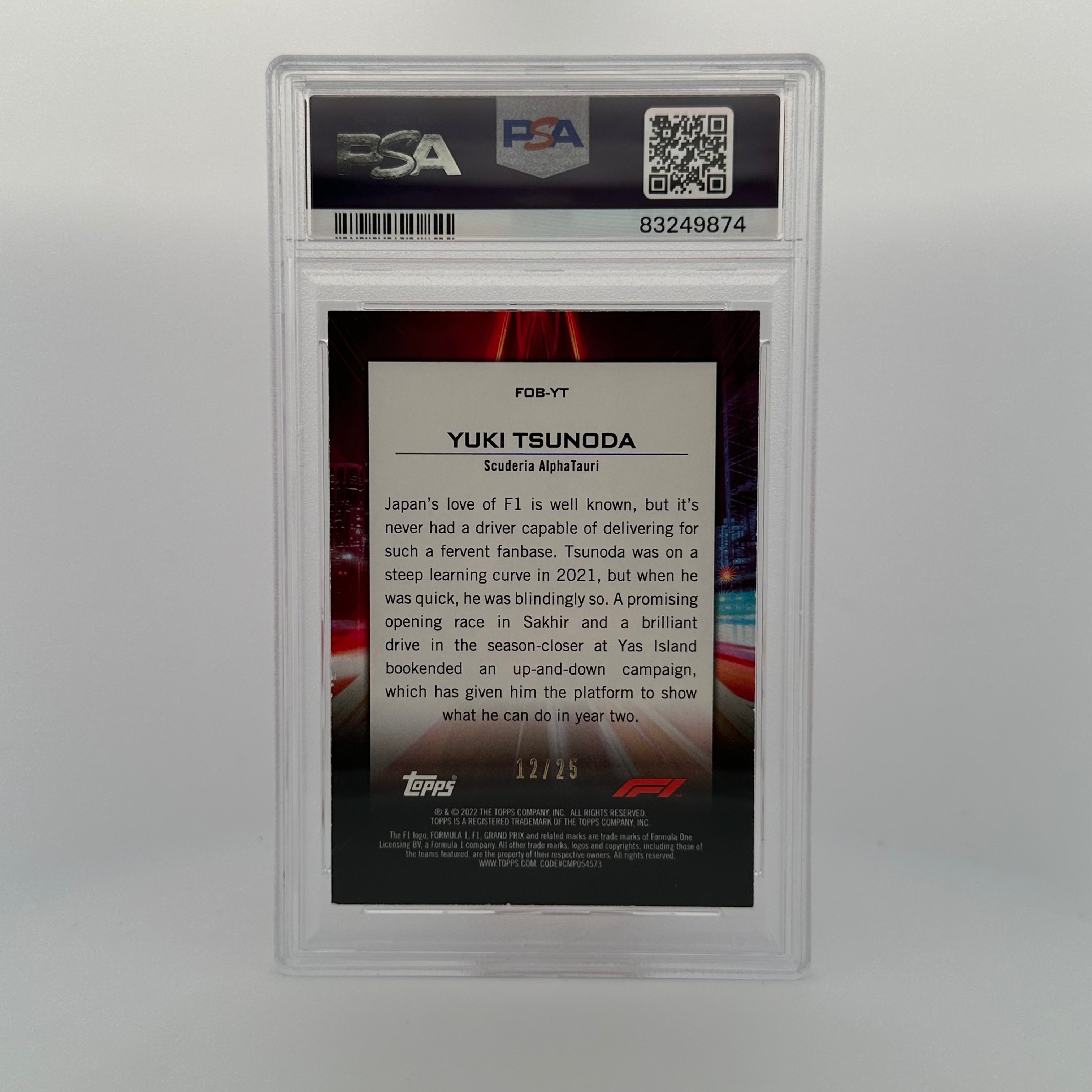 PSA 7 Yuki Tsunoda #FOBYT Flash Of Brilliance Orange Trading Card - 12/25 Limited Edition - Perfect for Collectors & Formula 1 Fans