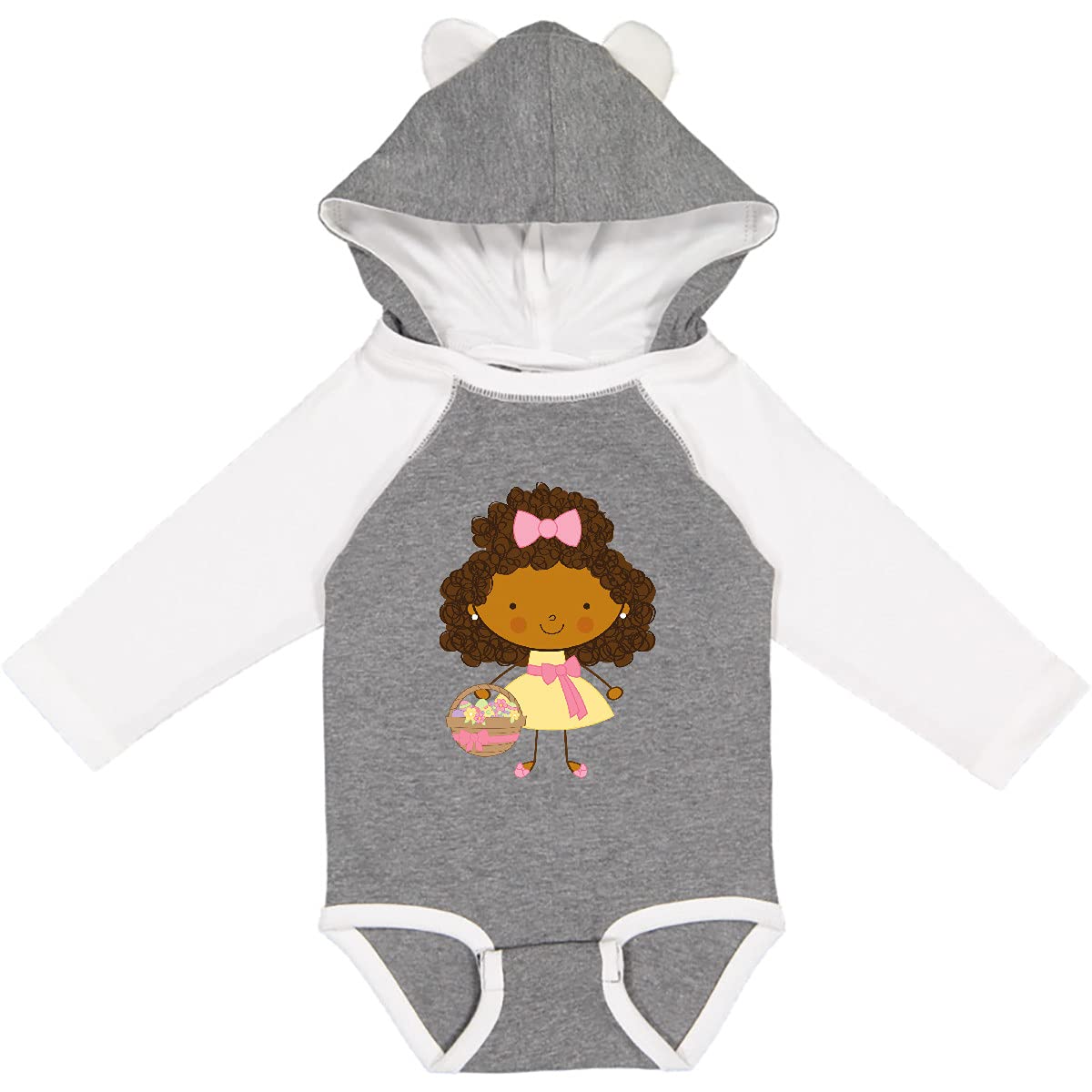 Inktastic Easter African American Girl Long Sleeve Baby Bodysuit - Cute Holiday Outfit for Infants & Toddlers - Perfect for Easter Celebrations, Family Photos & Spring Festivities