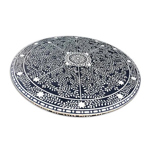 Elegant Bone and Inlay Round Pedestal Dining Table - Handcrafted Accent Table for Living Room, Dining Area & Home Decor | Perfect for Small Spaces & Apartment Dining