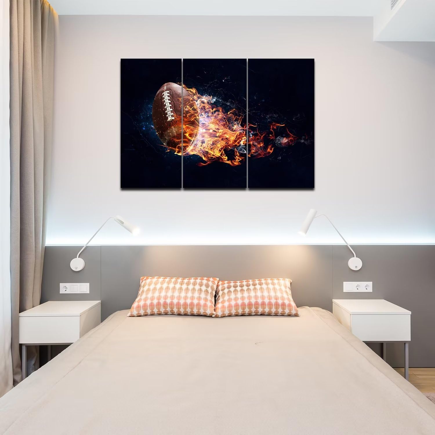 Premium HDQ Rugby & American Football Canvas Wall Art - 3-Piece Framed Sports Decor for Boys Room, Office, Home Gym, Playroom & Classroom - 20x40 Inch Prints, Perfect Gift for Sports Fans