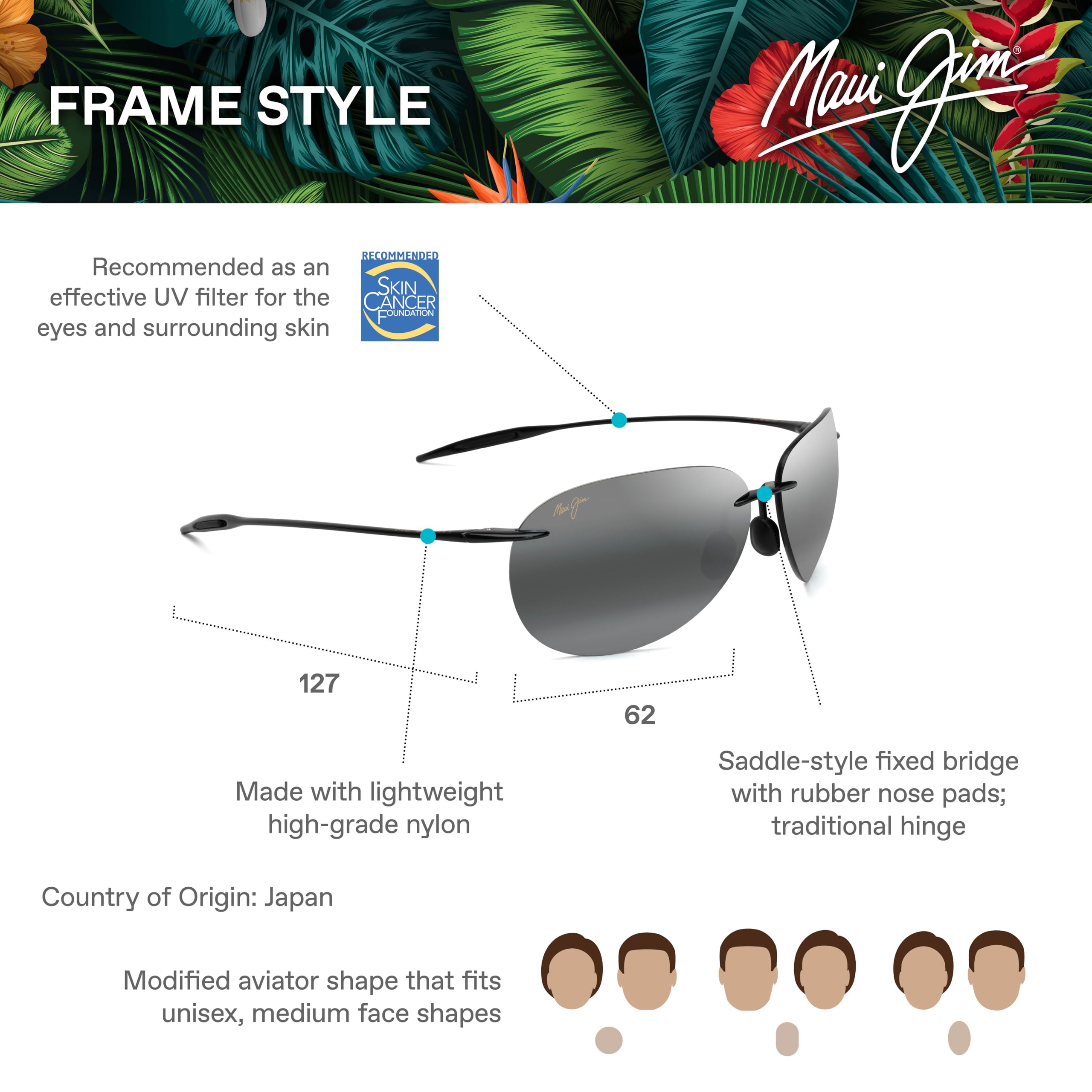 Maui Jim Sugar Beach Polarized Sunglasses for Men & Women - UV Protection, Lightweight & Stylish - Perfect for Beach, Driving & Outdoor Activities