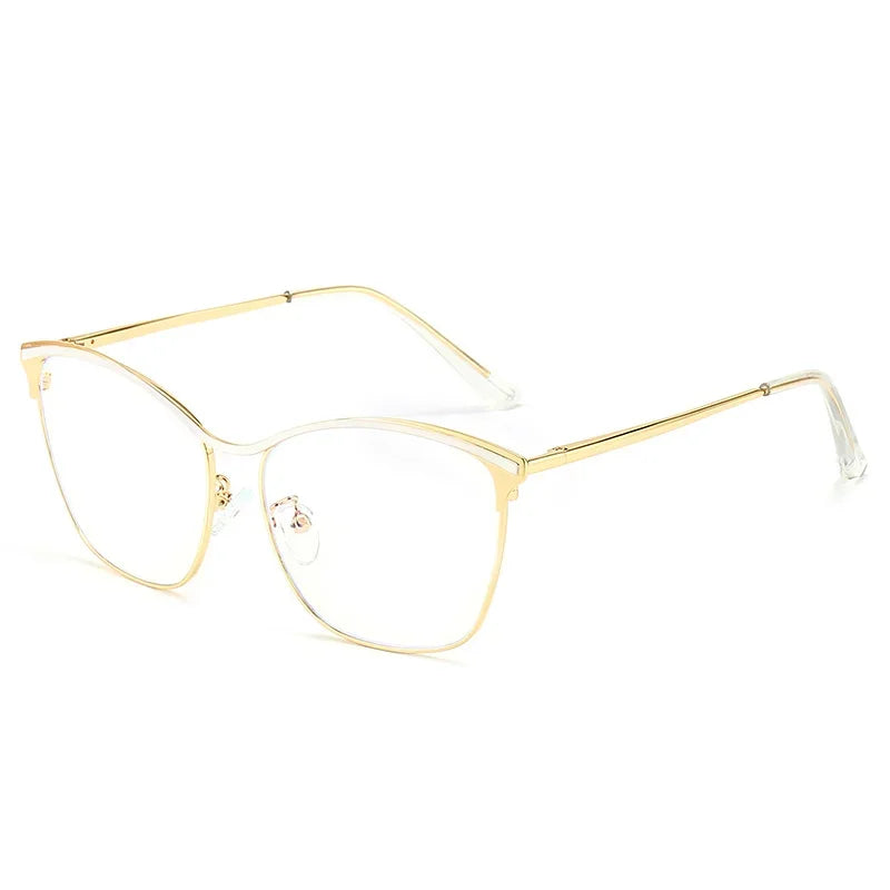 Aror Unisex Full Rim Square Cat Eye Alloy Eyeglasses 49717 - Stylish Retro Frame for Men & Women - Perfect for Reading, Fashion, and Everyday Wear