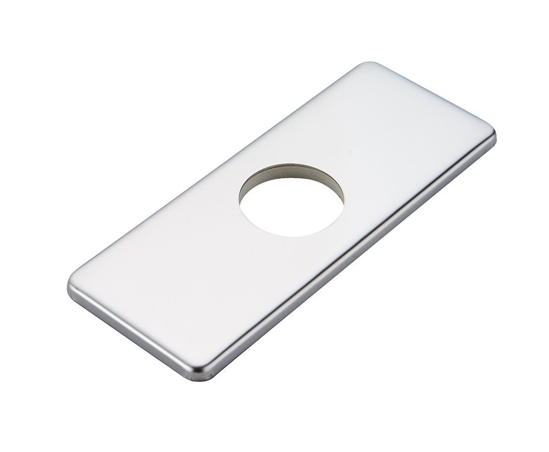 6 Inch Stainless Steel Chrome Sink Hole Cover - Square Bathroom & Kitchen Faucet Deck Plate for Vessel Sink - 4