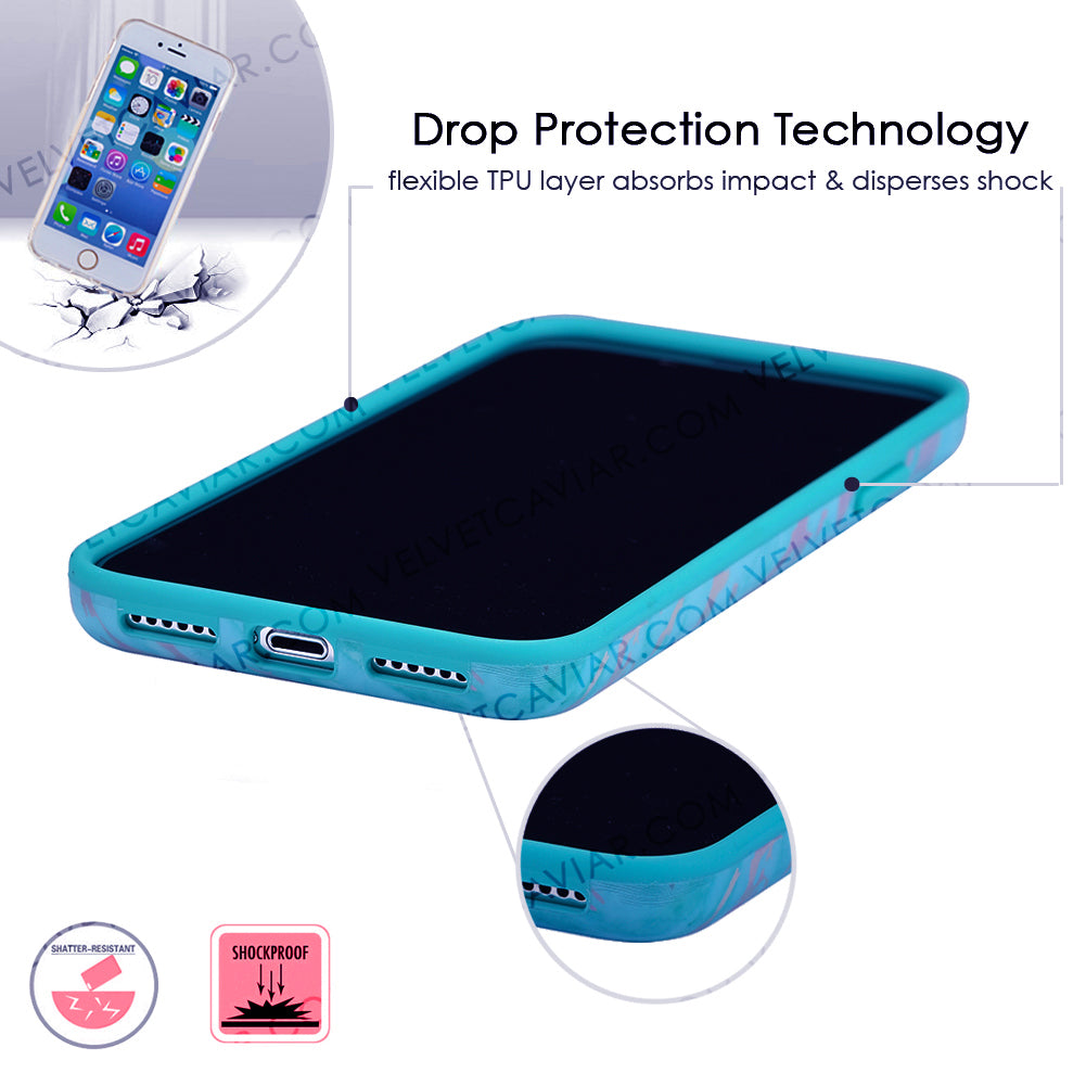 Blue Marble Holo Chrome iPhone Case - Shatterproof Protective Cover for iPhone 12/13/14/15 Pro Max - Trendy Glitter Reflective Design for Daily Use & Night Out