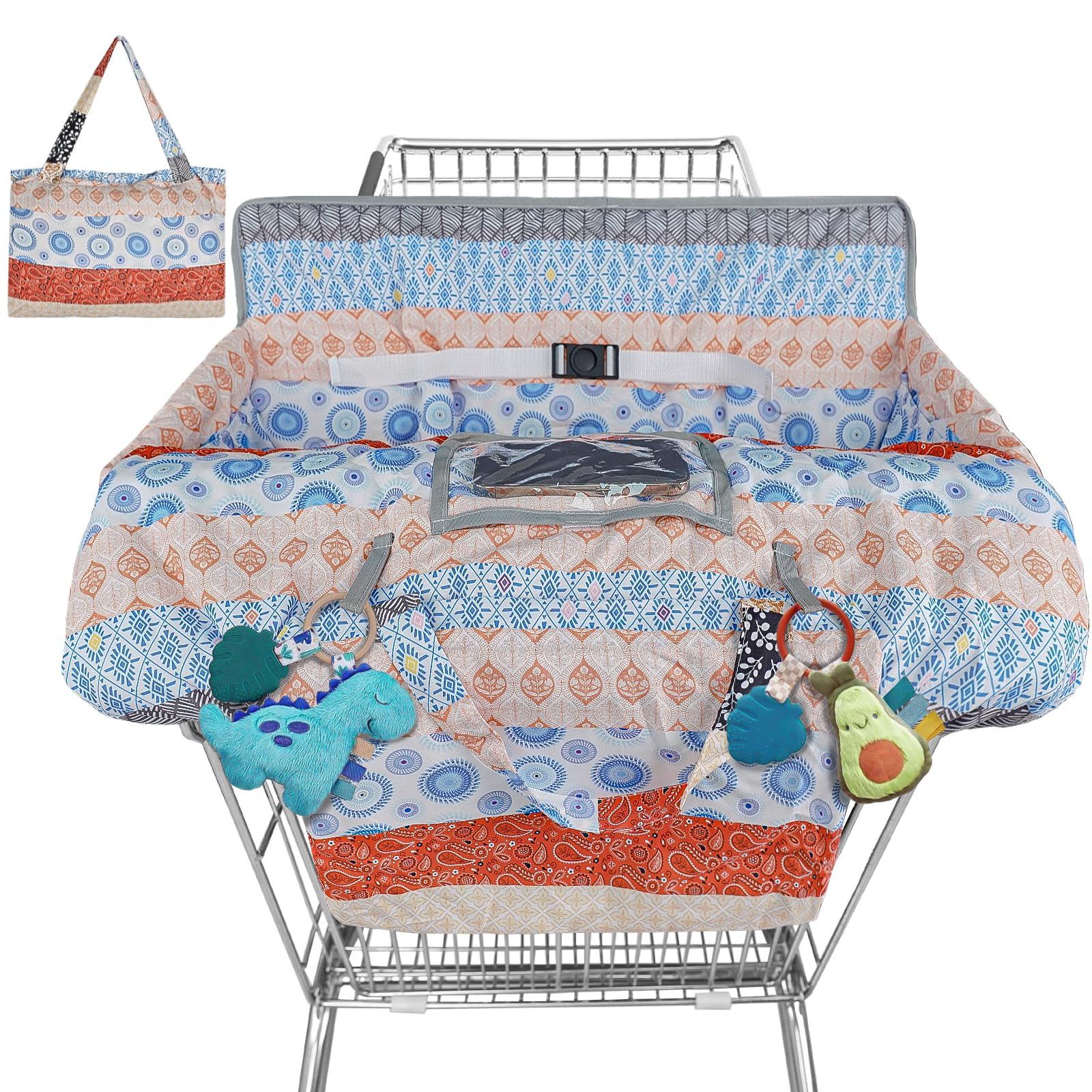 Bohemian Baby Shopping Cart Cover - Colorful High Chair & Grocery Cart Cover for Toddlers (Girls & Boys) with Safety Harness | Portable, Washable & Stylish for Supermarkets, Restaurants & Travel