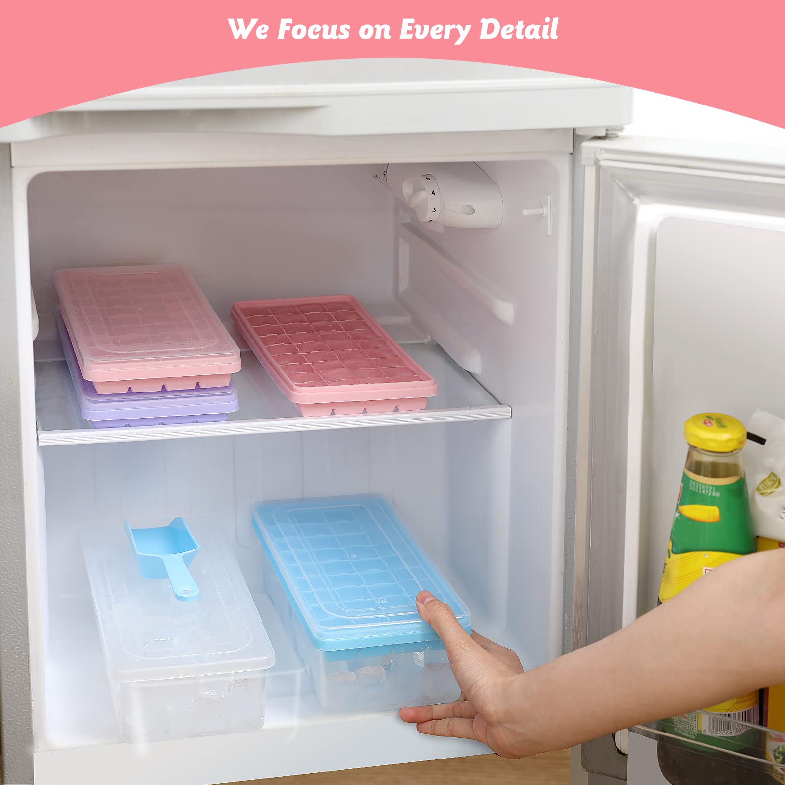 Premium Food-Grade Silicone Ice Cube Tray with Lid & Storage Bin - 36 Small Nugget Ice Molds for Freezer, Spill-Proof Cover & Container - Flexible Easy-Release Ice Cube Maker for Cocktails, Smoothies & Home Bars (BPA-Free)