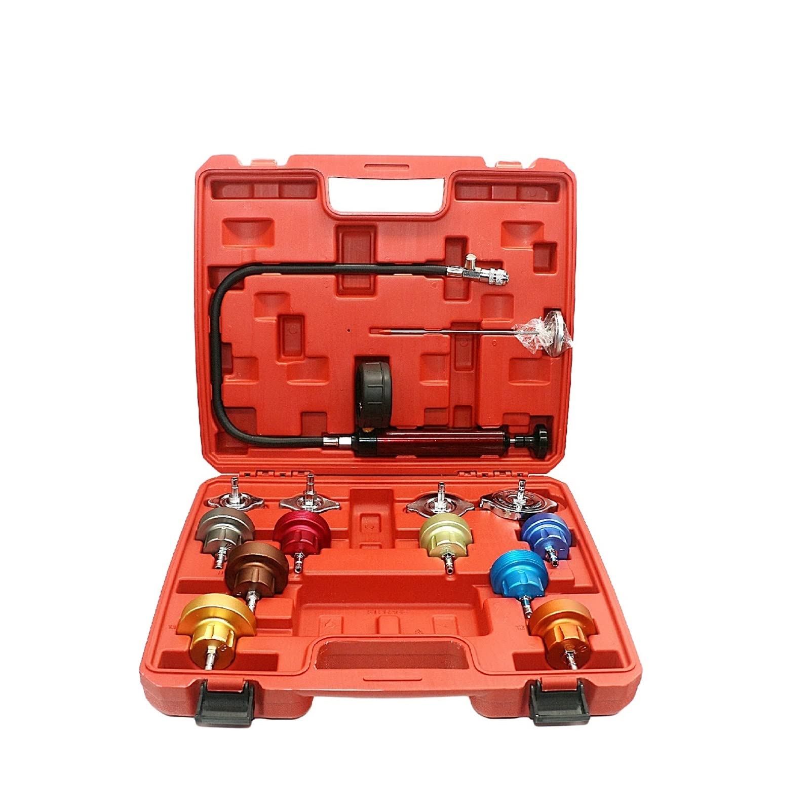 Universal Car Cooling System Pressure Tester Kit - 14PCS Radiator Water Pressure & Vacuum Purge Tool for Leak Detection, Coolant Filling - Perfect for Auto Repair Shops & DIY Mechanics