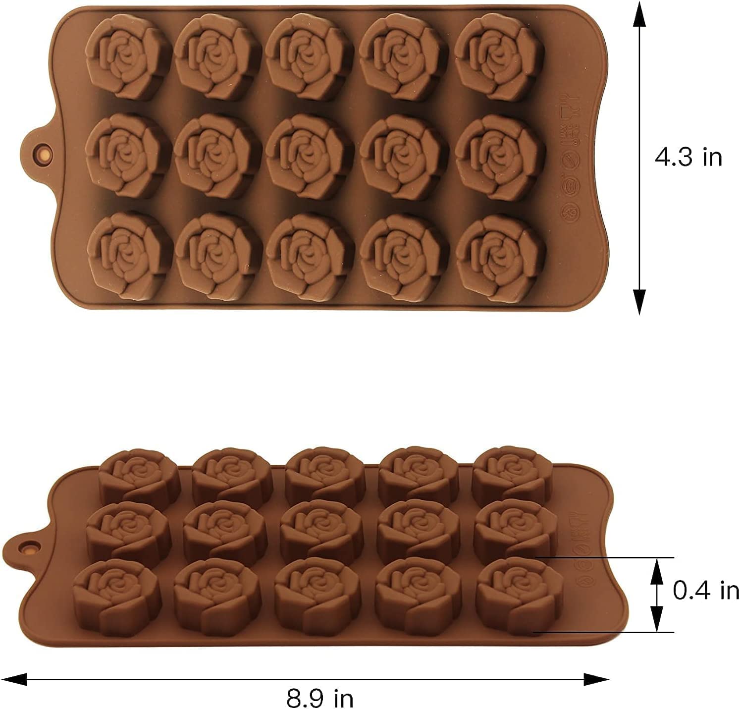 Premium Rose Silicone Chocolate Mold Set - 2PCS 15-Cavity Flower Silicone Molds for Baking, Ice Cubes & Cake Decorating | Perfect for Valentine's Day, Weddings & DIY Dessert Making