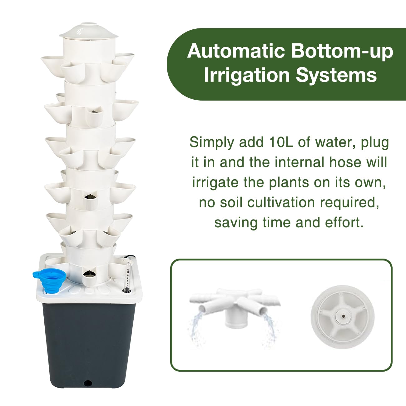 Biosp Hydroponics Tower Garden Vertical Growing System Kit - 30 Pods Indoor Gardening with LED Grow Light, Water Pump & Smart Plug for Herbs, Fruits, Vegetables | Perfect for Home, Apartment, Urban Farming & Nursery Germination (Seedlings Not Included)