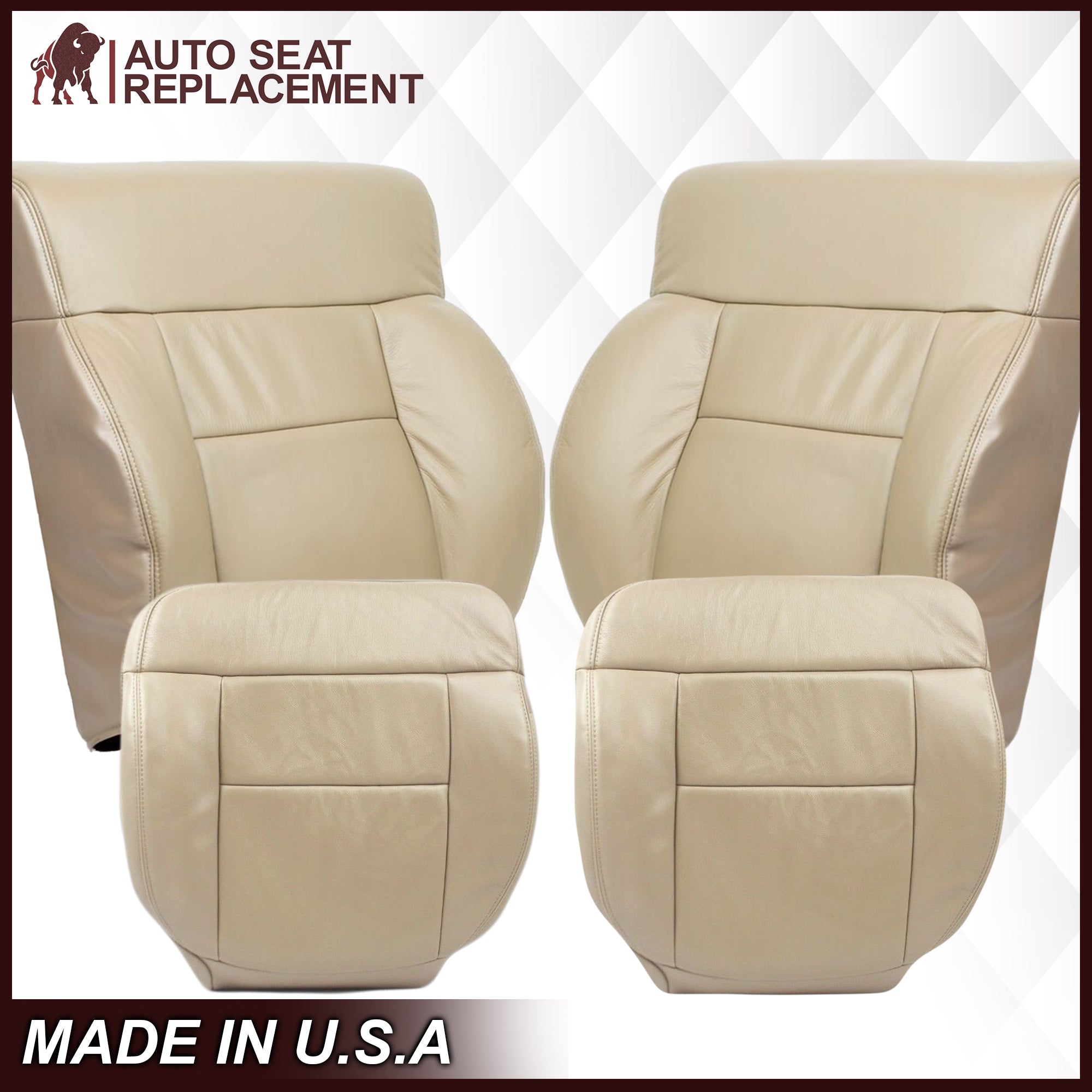 2005-2008 Ford F-150 Seat Covers - Premium Tan Leather or Vinyl Seat Protectors for Trucks | Durable & Custom Fit for Car, Work & Outdoor Adventures