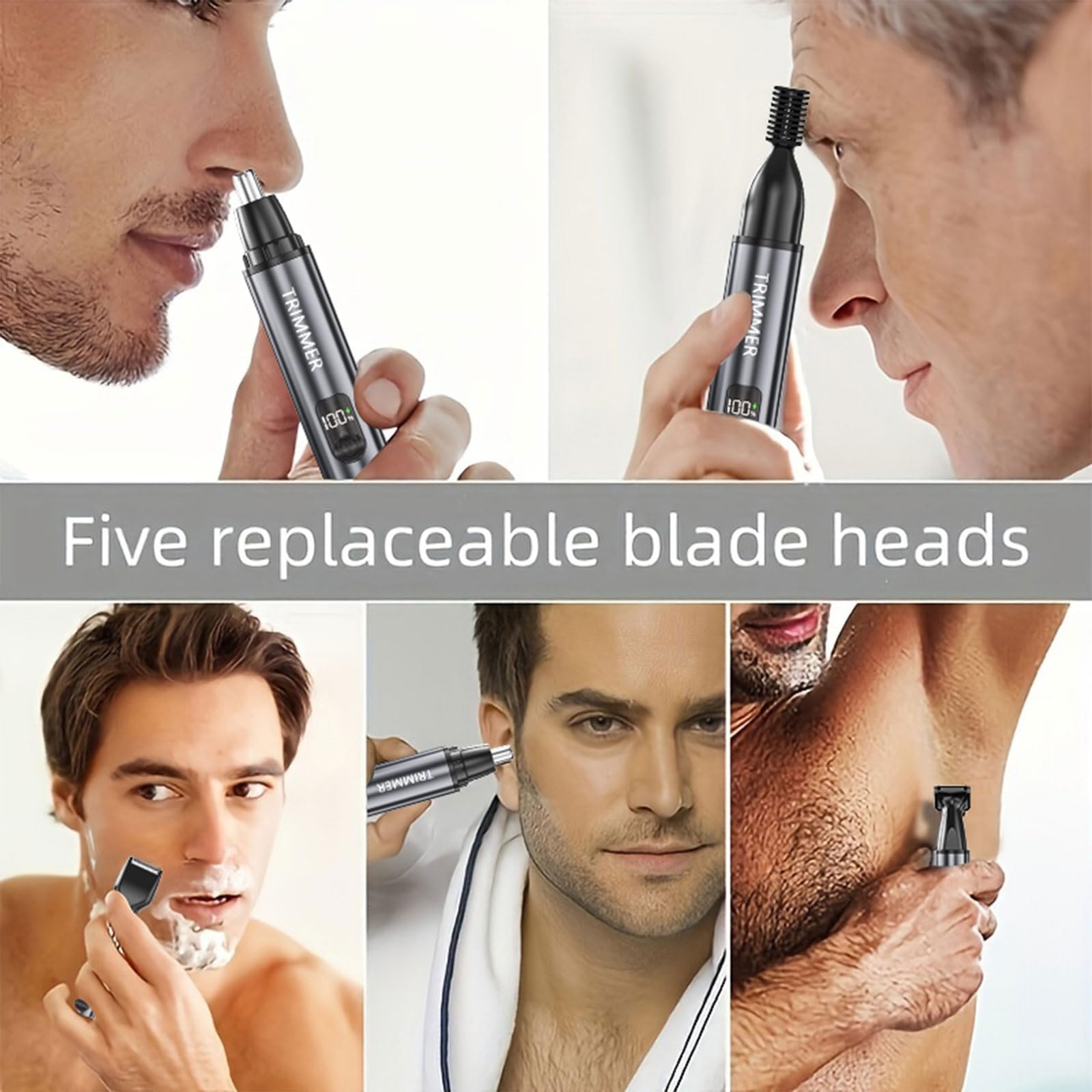 5-in-1 Electric Beard Trimmer & Nose Hair Shaver - Professional Grooming Kit for Men with Multiple Attachments - Perfect for Home, Travel, and Gift Giving