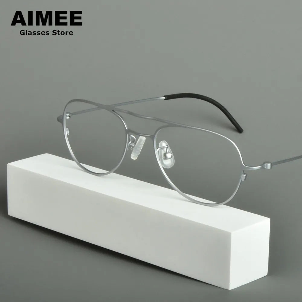 Aimee Unisex Full Rim Oval Double Bridge Titanium Eyeglasses Frame 14507 - Lightweight Durable Glasses for Men & Women - Perfect for Reading, Working & Daily Wear