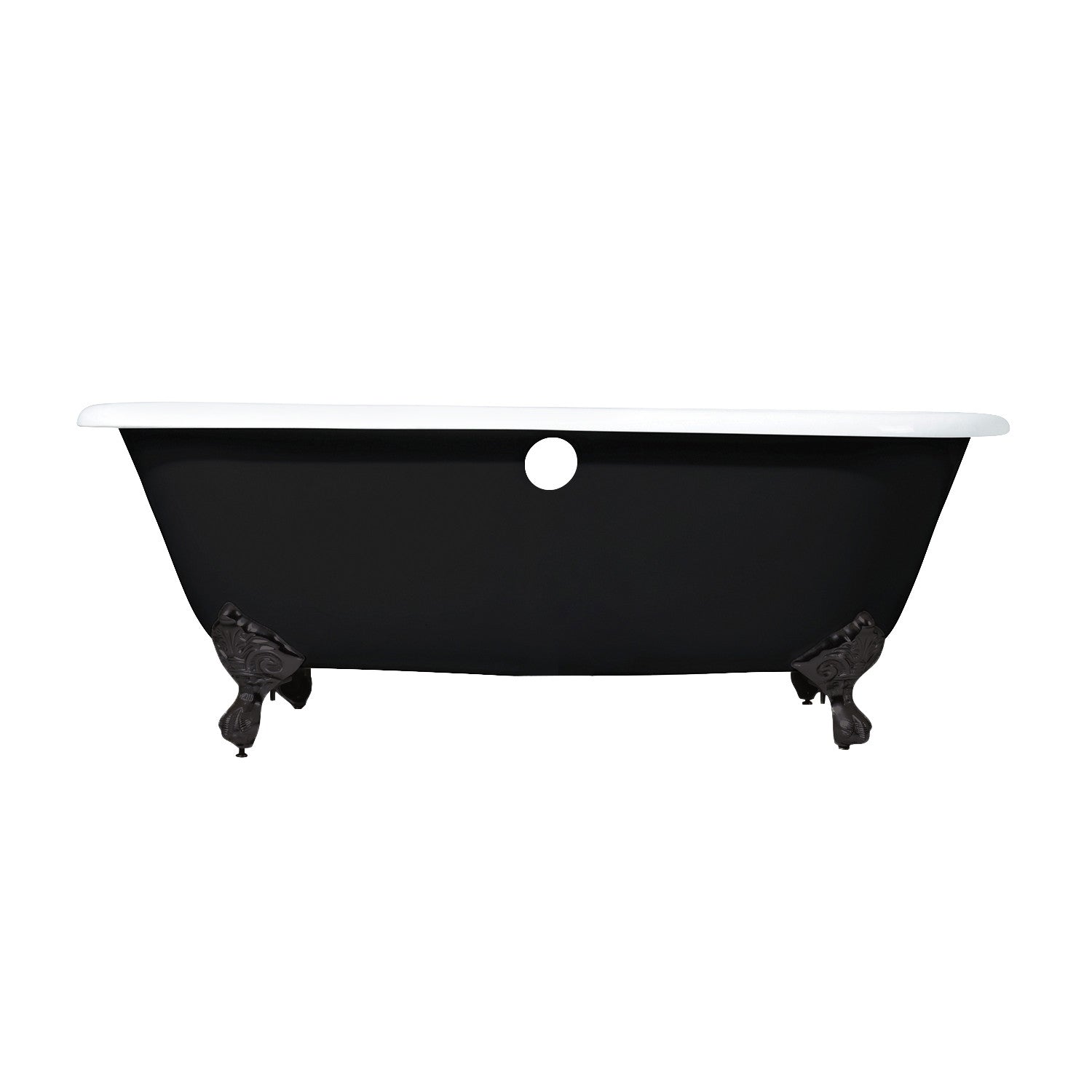 Aqua Eden 66 Inch Clawfoot Bathtub - Cast Iron Oval Double Ended Freestanding Tub (No Faucet Drillings) in Black/White/Oil Rubbed Bronze - Perfect for Vintage Bathroom & Luxury Spa Retreats