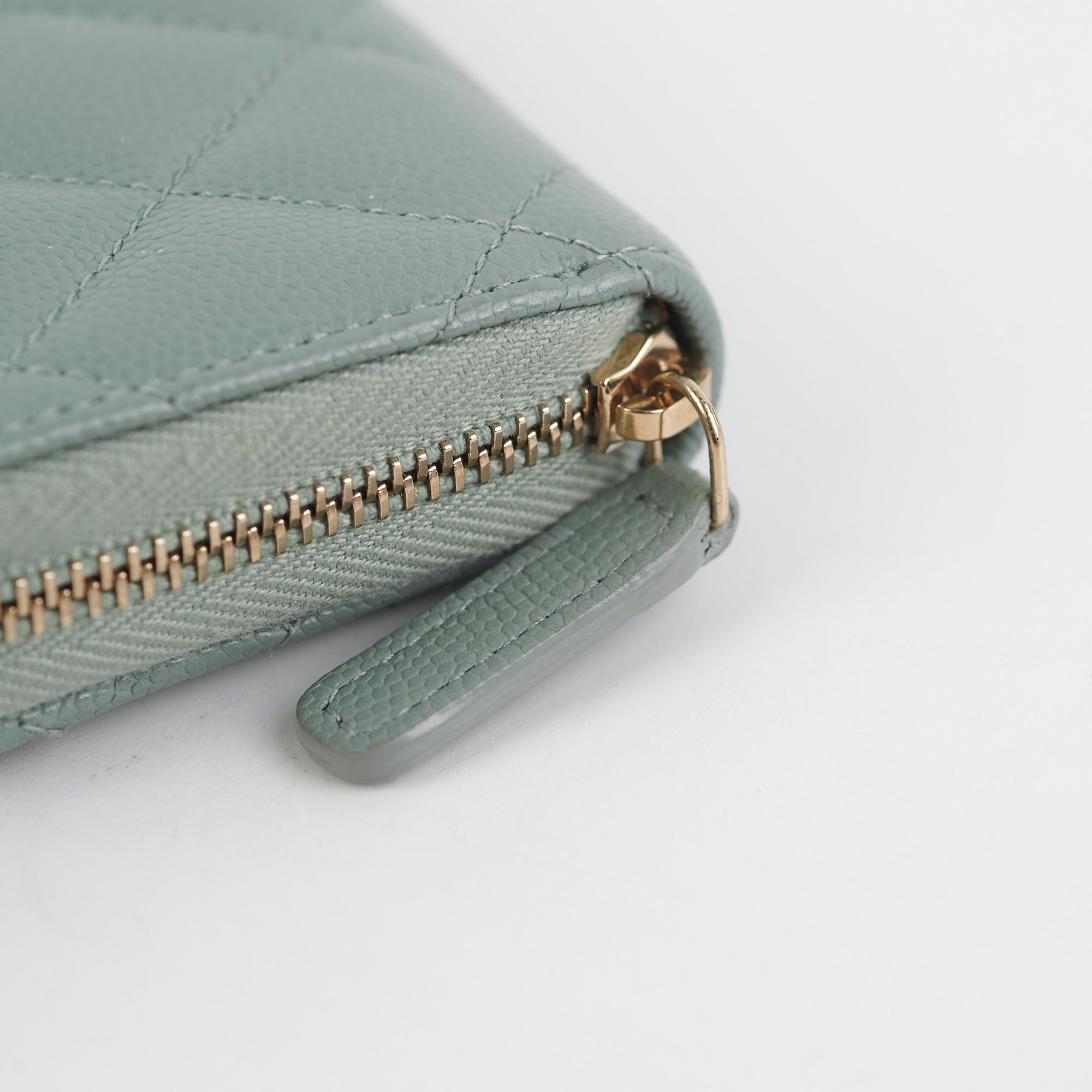 Chanel Blue & Grey Leather Zipper Card Holder Wallet for Women - Perfect for Everyday Use, Travel, and Organizing Credit Cards & Cash