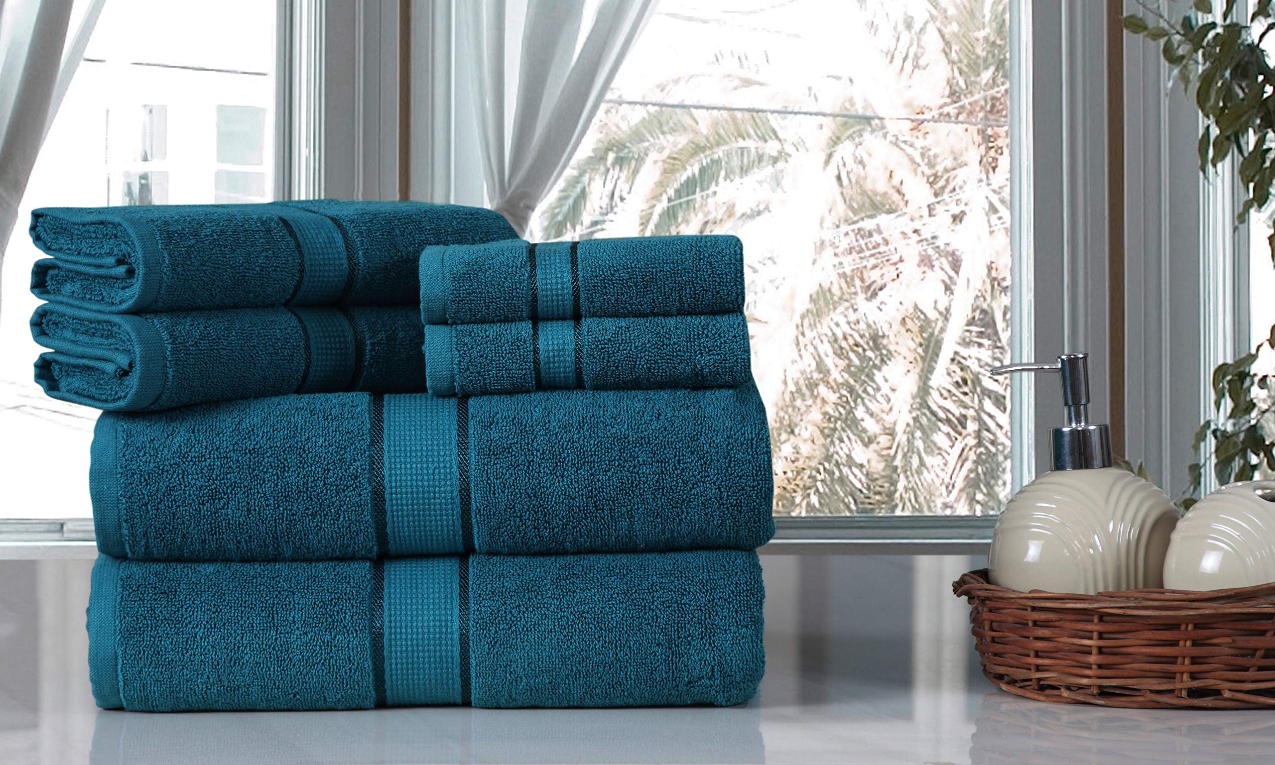 Premium 600 GSM Bath Towel Set - Ultra Absorbent Hotel Quality Bath, Hand Towels & Washcloths | Luxury Spa & Guest Bathroom Essentials | Soft Quick-Drying for Home, Gym & Travel Use (Teal)