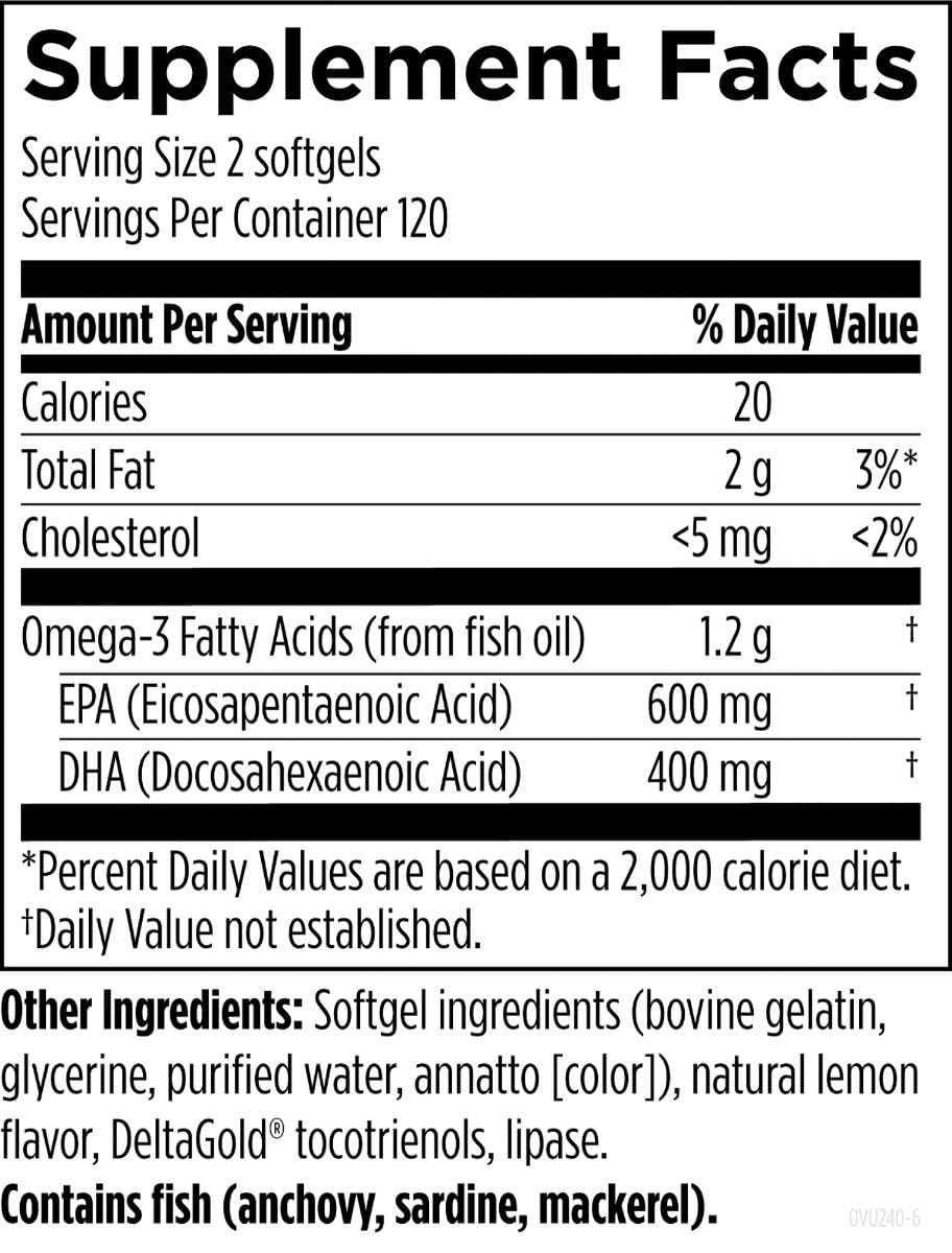 Designs for Health OmegAvail Ultra TG Fish Oil 1200mg - High Potency Triglyceride Form Omega-3 Supplement with DHA & EPA - No Fishy Aftertaste - 240 Softgels - Supports Heart, Brain & Joint Health - Ideal for Adults Seeking Premium Fish Oil Benefits