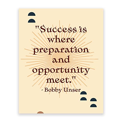 Boho Wall Art Prints - Motivational & Inspirational Office Decor with Success Quotes | Perfect for Home Office, Workspace, Living Room & Bedroom Wall Decor