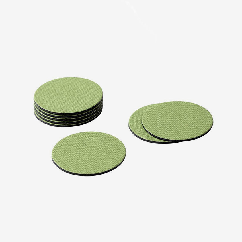 Caspari Classic Canvas Round Coasters Set of 4 - Absorbent Drink Coasters for Coffee, Wine, and Beer - Elegant Table Decor for Home, Bar, and Office
