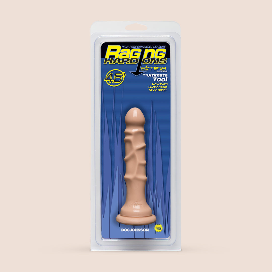 Raging Hard Ons Slimline Realistic Dildo with Strong Suction Cup - 4.5 Inch Slim Shaft for Solo Play, Couples Use & BDSM Scenes