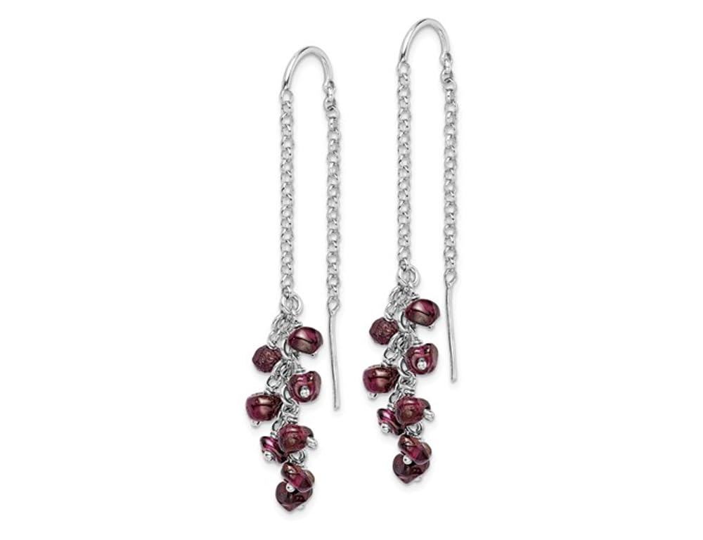 1.76 Carats (ctw) Genuine Garnet Dangle Earrings in Sterling Silver - Elegant Jewelry for Women, Perfect for Parties, Weddings & Special Occasions