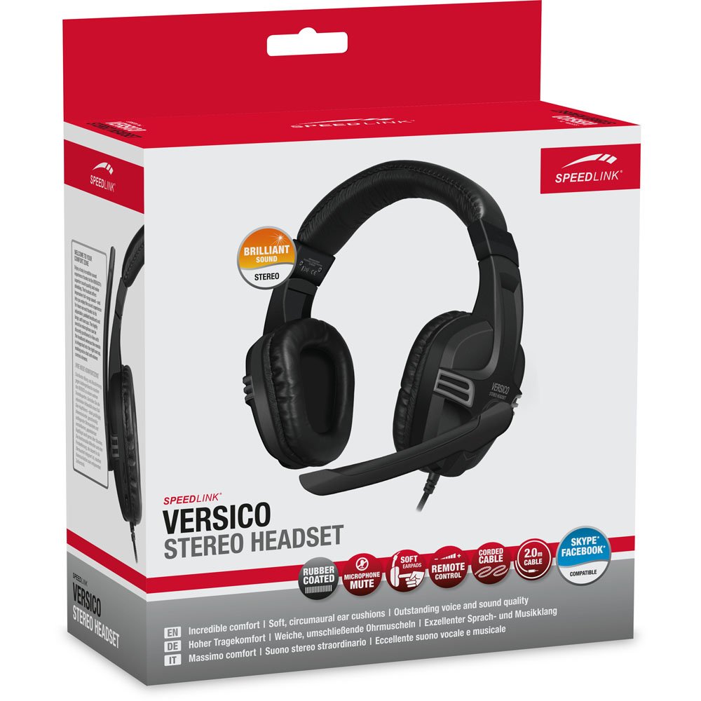 VERSICO Stereo PC Gaming Headset with Full-Range Sound - Noise Cancelling Mic for Online Games, Music Streaming & Conference Calls (Black-Grey) - Perfect for Esports, Work from Home & Virtual Meetings