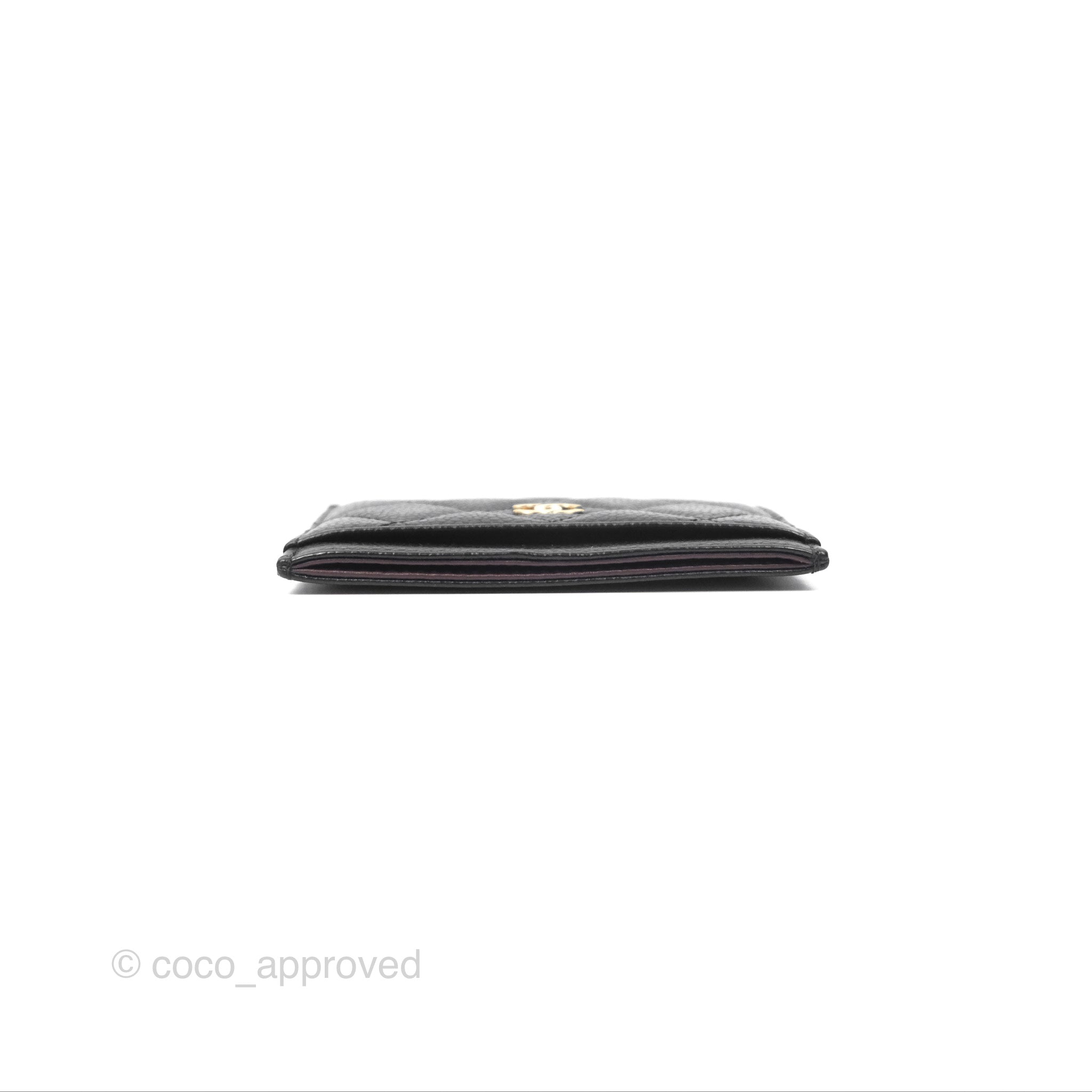 Chanel Classic Black Flat Card Holder - Genuine Caviar Leather with Gold Hardware - Perfect for Everyday Use & Gift Giving