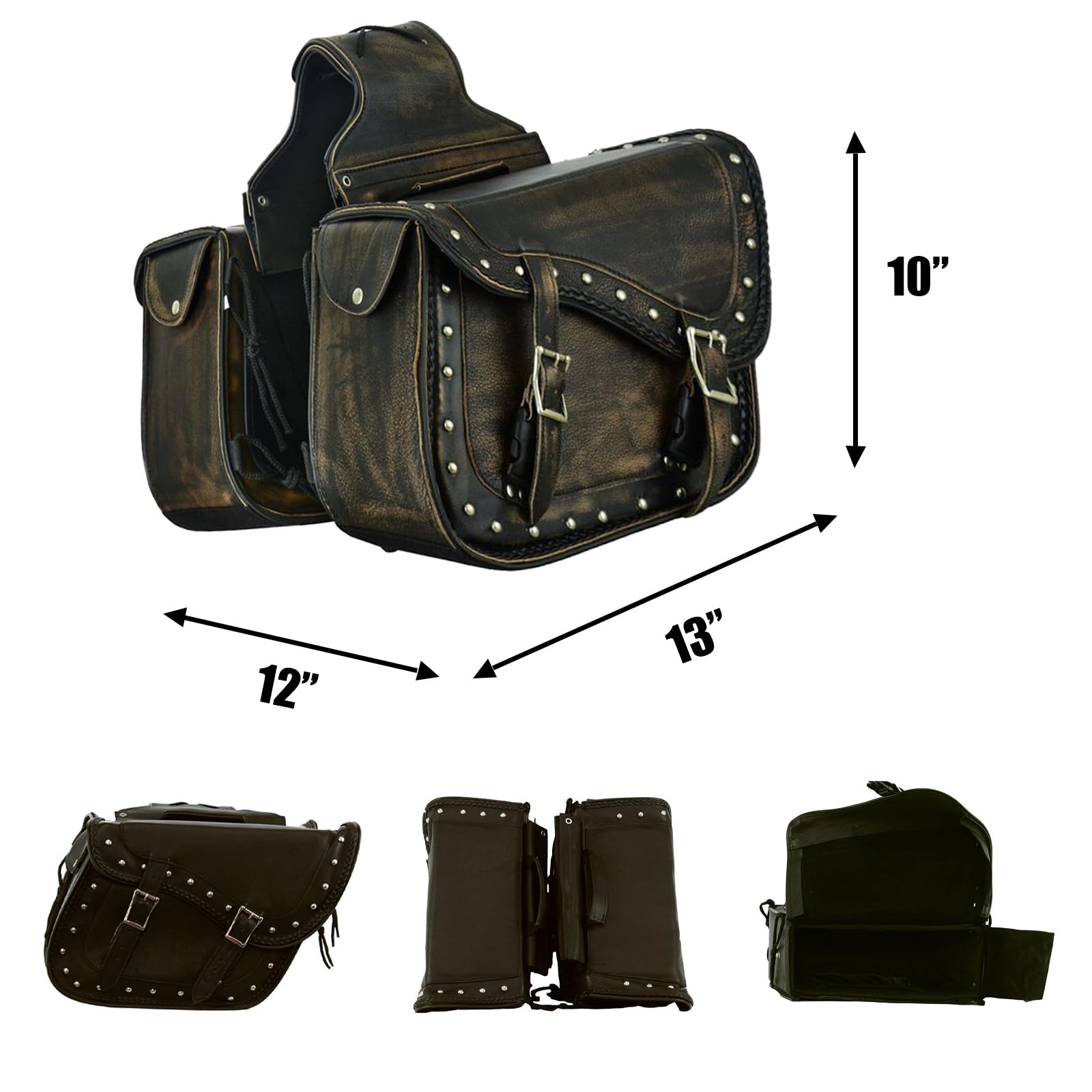 Genuine Leather Motorcycle Saddle Bags for Harley Softail, Sportster & Dyna - Waterproof Motorcycle Luggage for Touring, Cruiser & Road Trips