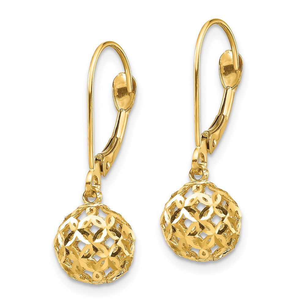 Gold Diamond-Cut Bead Dangle Leverback Earrings (Model YE1871) – Elegant Jewelry for Parties, Weddings & Special Occasions