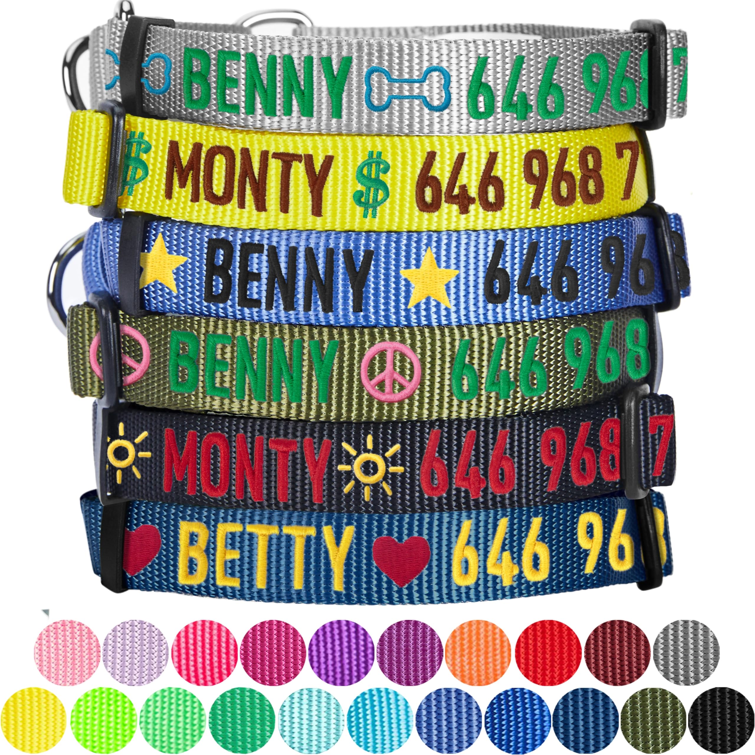Personalized Martingale Dog Collar - Adjustable Safety Training Collar with Custom Embroidered Pet Name & Phone Number - Medium Black Blueberry Pet Essentials - Perfect for Walks, Training & Outdoor Adventures